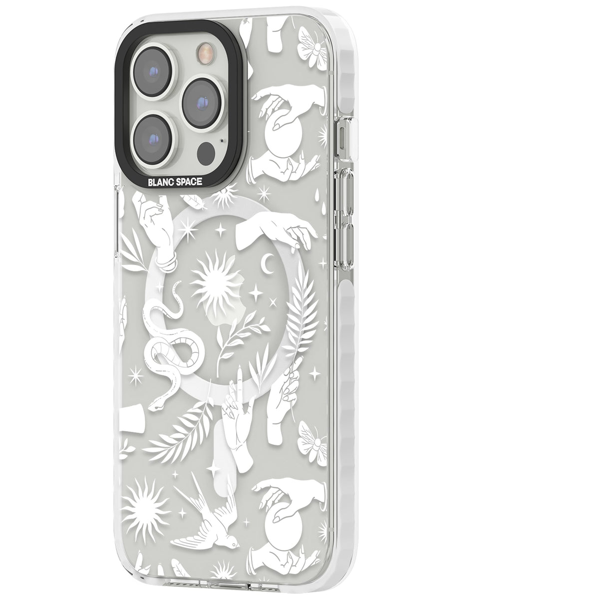 Mystic Magic (White) iPhone 13 Pro / iPhone 13 Pro Max / iPhone 14 Pro / iPhone 14 Pro Max / iPhone 15 Pro / iPhone 15 Pro Max Impact Pro Clear Phone Case side