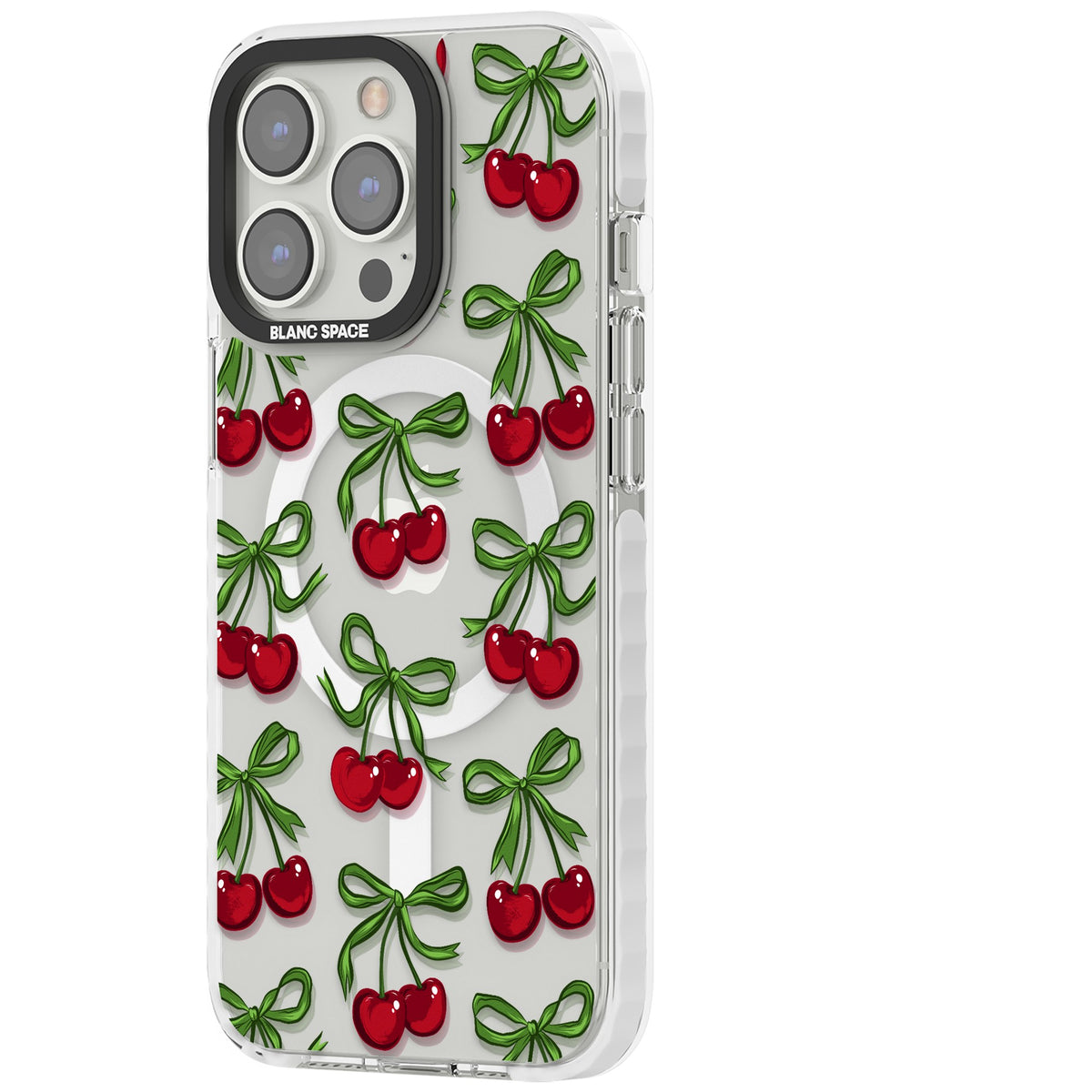 Cherry Bows iPhone 13 Pro / iPhone 13 Pro Max / iPhone 14 Pro / iPhone 14 Pro Max / iPhone 15 Pro / iPhone 15 Pro Max Impact Pro Clear Phone Case side
