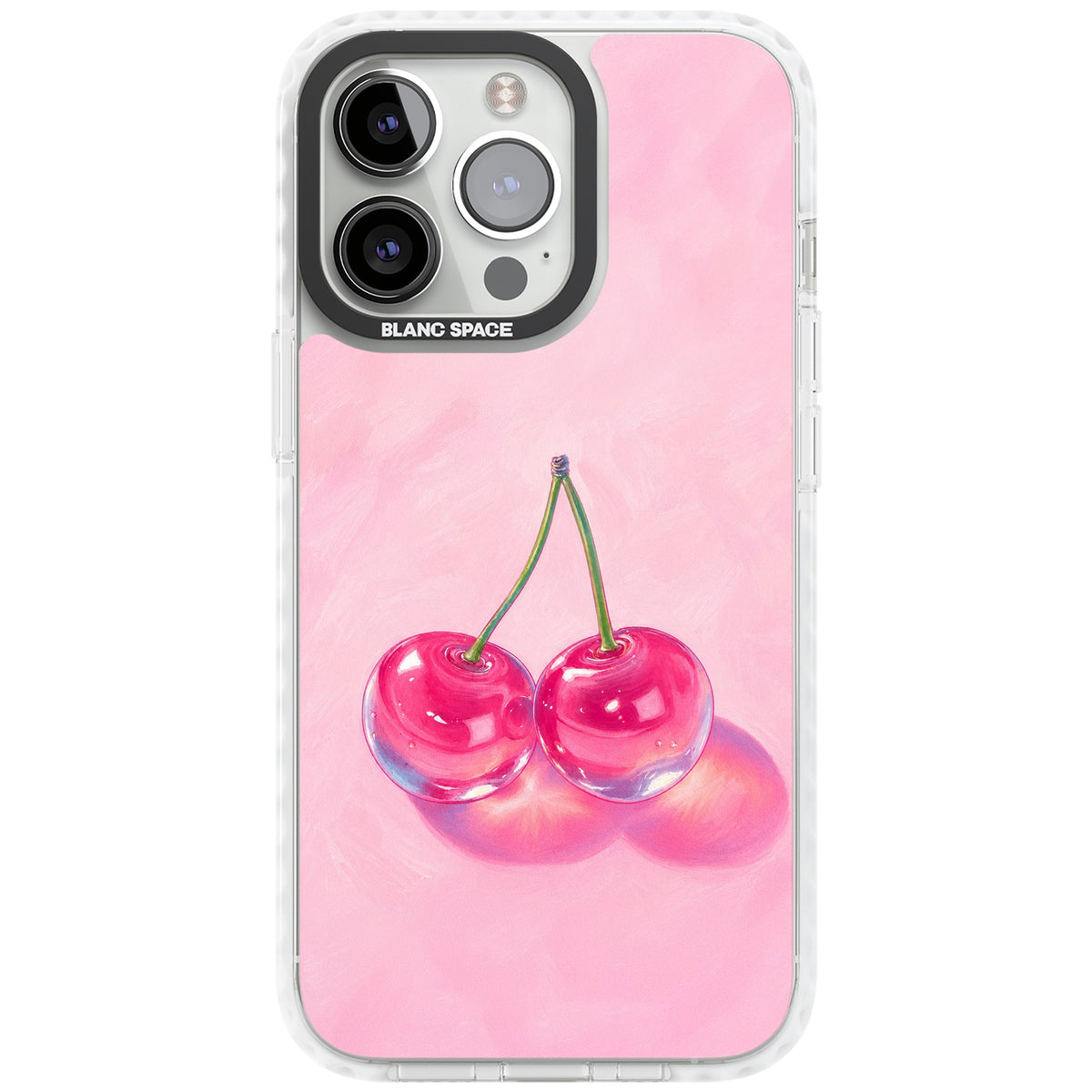 Pink Glass Cherry iPhone 13 Pro / iPhone 13 Pro Max / iPhone 14 Pro / iPhone 14 Pro Max / iPhone 15 Pro / iPhone 15 Pro Max Impact Pro Clear Phone Case front