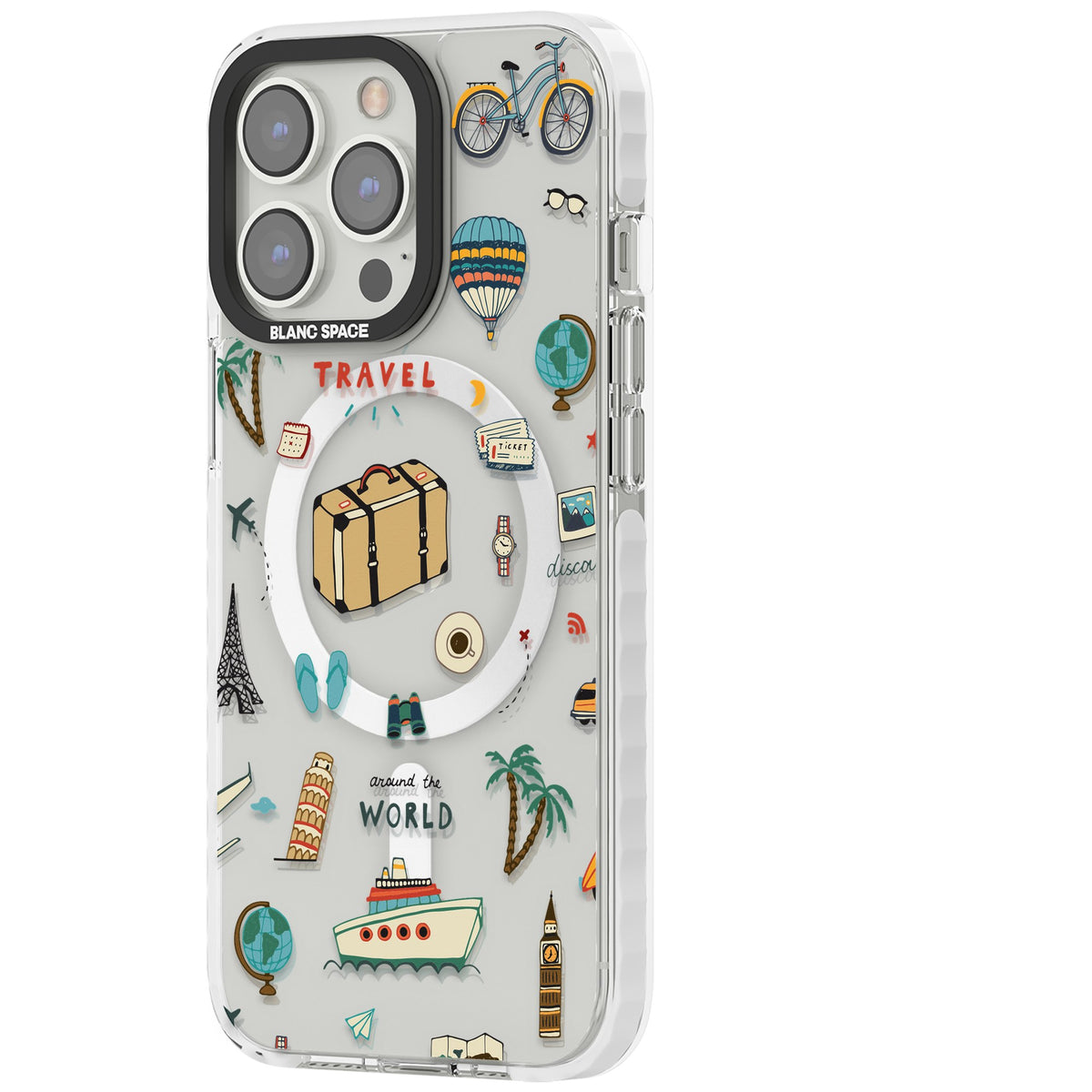 Globe Trotter iPhone 13 Pro / iPhone 13 Pro Max / iPhone 14 Pro / iPhone 14 Pro Max / iPhone 15 Pro / iPhone 15 Pro Max Impact Pro Clear Phone Case side