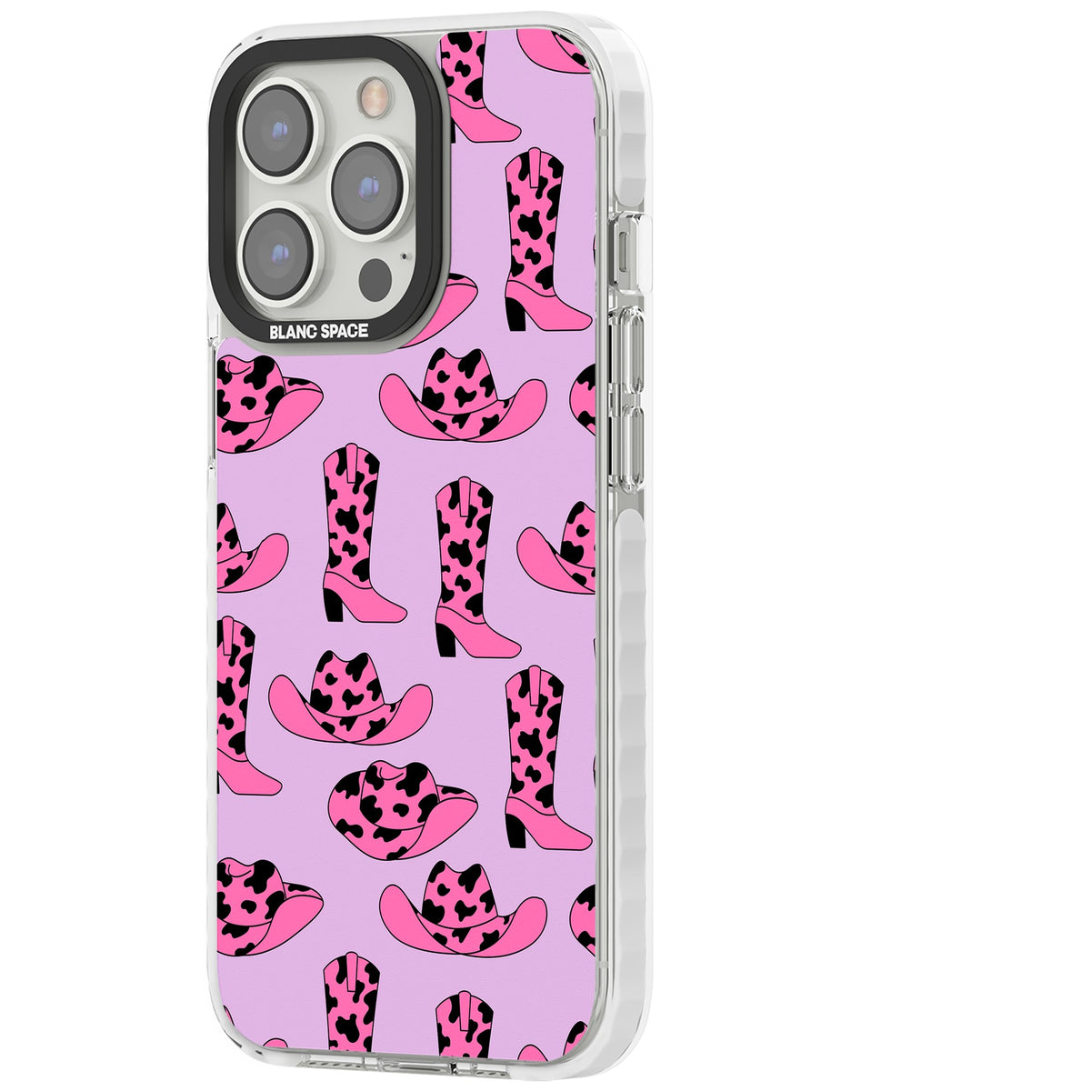 Cow Girl Pattern iPhone 13 Pro / iPhone 13 Pro Max / iPhone 14 Pro / iPhone 14 Pro Max / iPhone 15 Pro / iPhone 15 Pro Max Impact Pro Clear Phone Case side