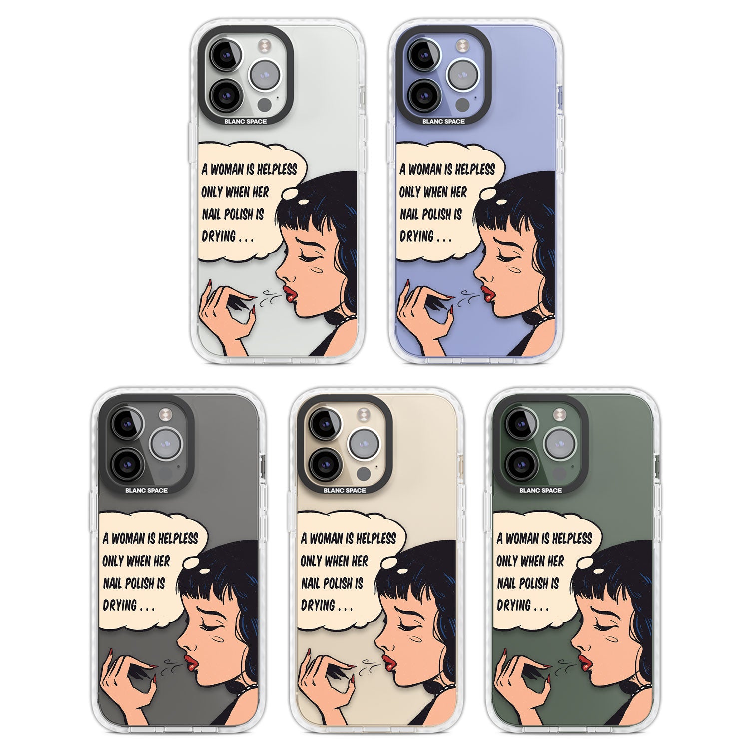 Drying Nails - Pop Art Clear Impact Phone Case for iPhone 13 Pro, iPhone 14 Pro, iPhone 15 Pro