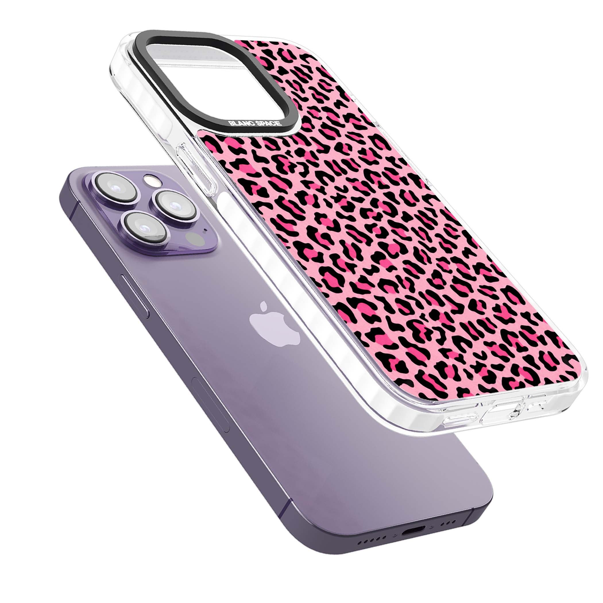 Pink Leopard baddie iPhone case | Clear Impact case for iPhone 13 Pro, iPhone 14 Pro, iPhone 15 Pro