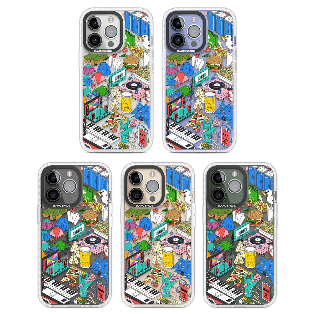 Festival Frenzy Clear Impact Phone Case for iPhone 13 Pro, iPhone 14 Pro, iPhone 15 Pro