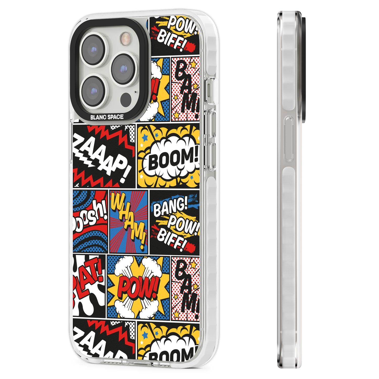 Onomatopoeia Clear Impact Phone Case for iPhone 13 Pro, iPhone 14 Pro, iPhone 15 Pro