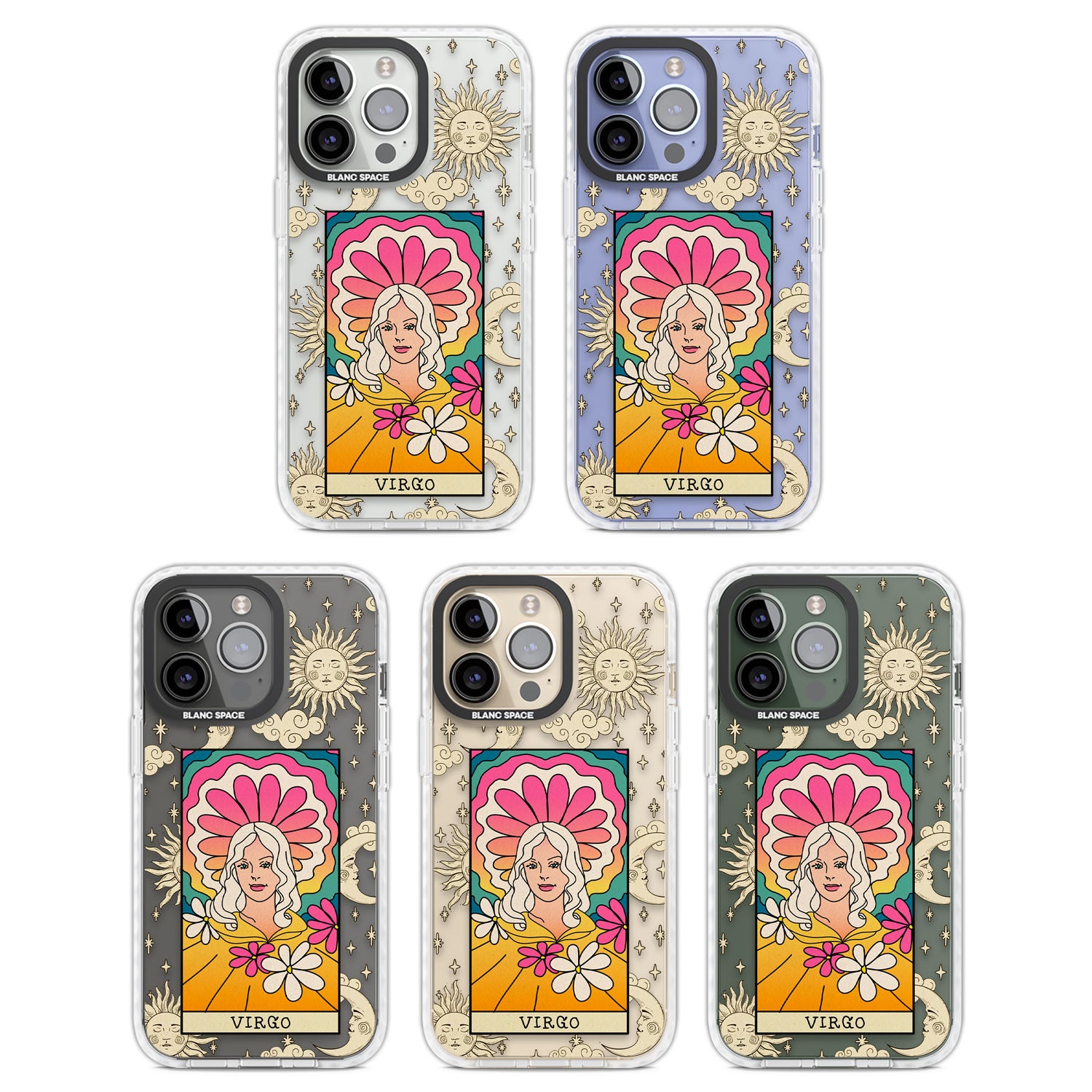 Celestial Zodiac - Virgo Clear Impact Phone Case for iPhone 13 Pro, iPhone 14 Pro, iPhone 15 Pro