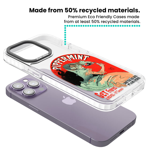 Pippermint Poster Clear Impact Phone Case for iPhone 13 Pro, iPhone 14 Pro, iPhone 15 Pro