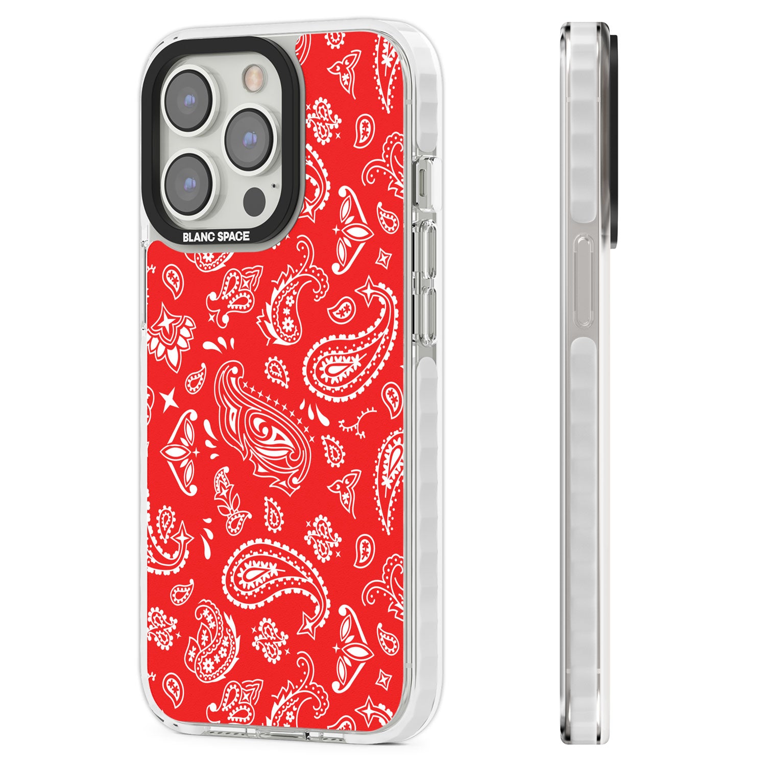Red Bandana Clear Impact Phone Case for iPhone 13 Pro, iPhone 14 Pro, iPhone 15 Pro