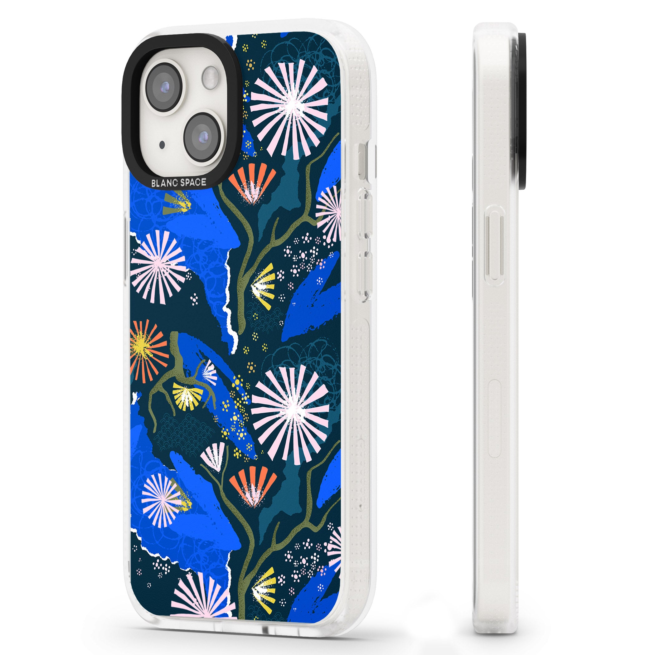 Dark Botanicals Abstract Pattern iPhone 15 / 14 / 13 Clear Case Impact Air - Blanc Space