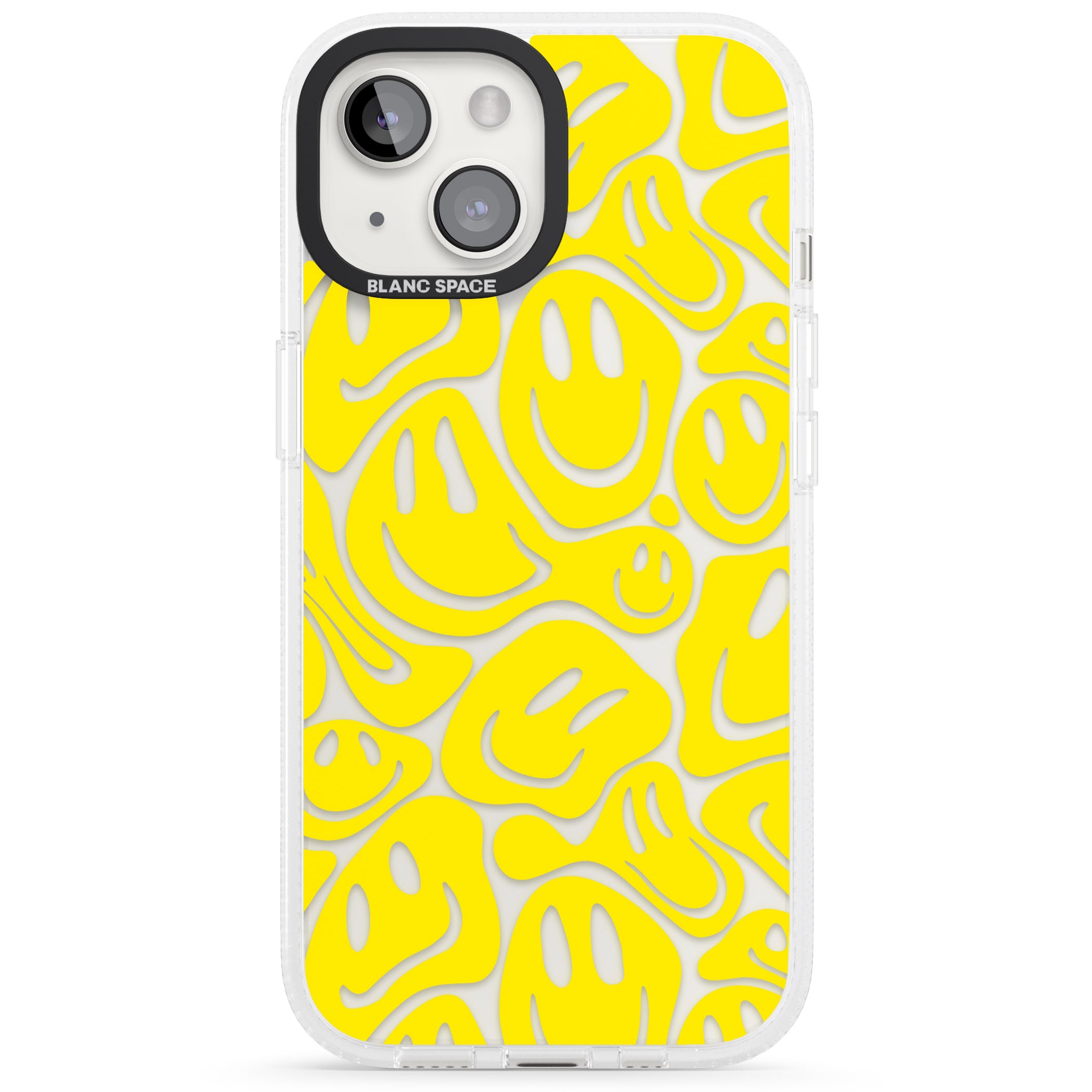 Yellow Acid Faces iPhone 15 / 14 / 13 Clear Case Impact Air - Blanc Space
