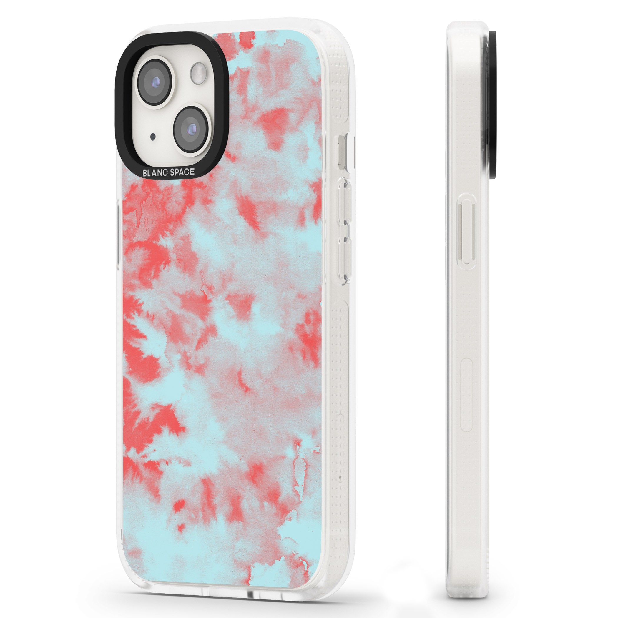 Red & Blue Acid Wash Tie-Dye Pattern iPhone 15 / 14 / 13 Clear Case Impact Air - Blanc Space