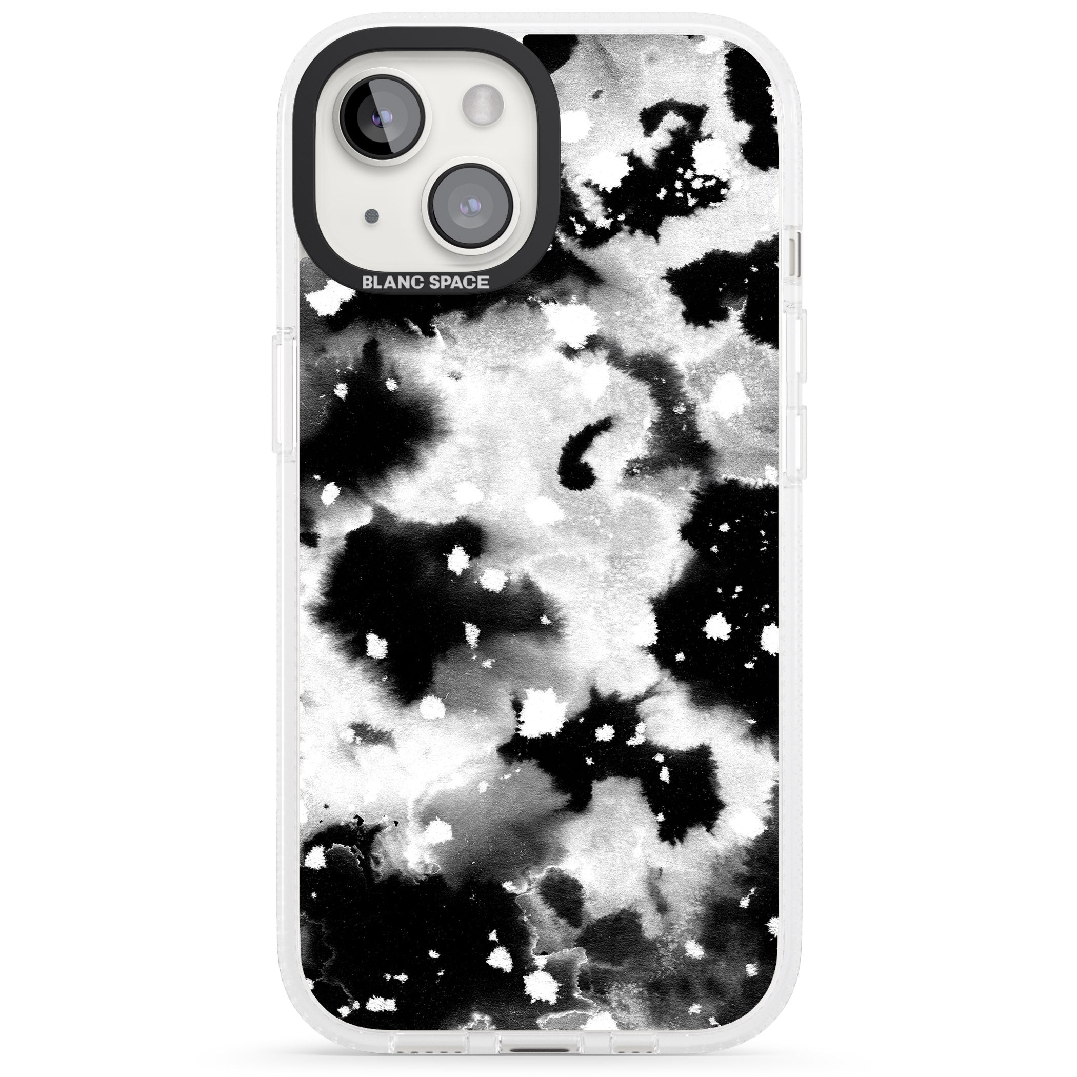 Black & White Acid Wash Tie-Dye Pattern iPhone 15 / 14 / 13 Clear Case Impact Air - Blanc Space