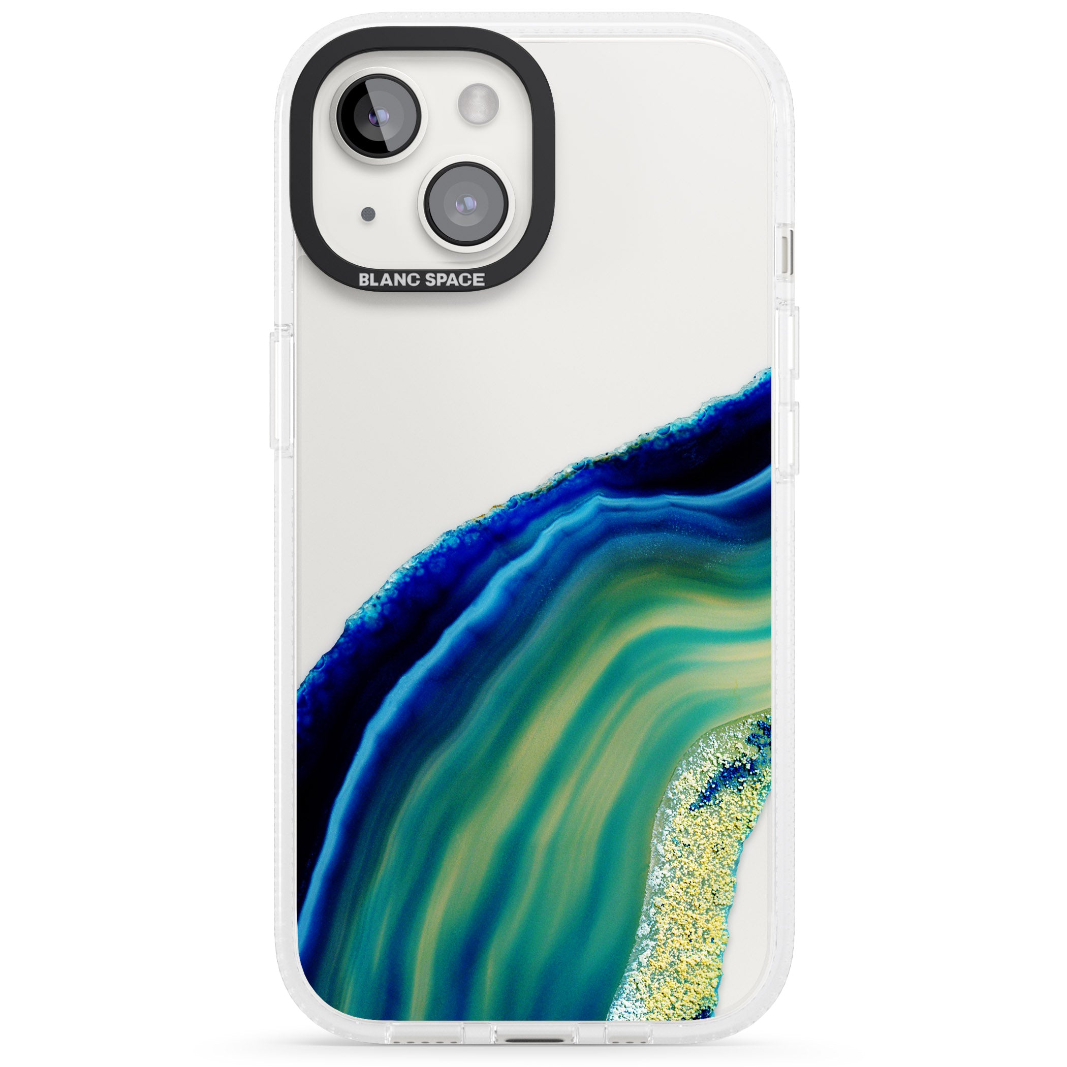 Green & Blue Gemstone Crystal iPhone 15 / 14 / 13 Clear Case Impact Air - Blanc Space