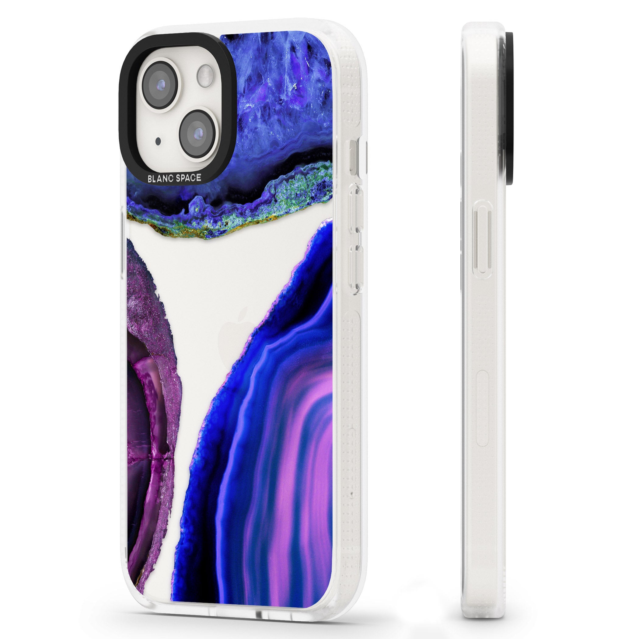 Purple & Blue Agate Gemstone Clear Design iPhone 15 / 14 / 13 Clear Case Impact Air - Blanc Space