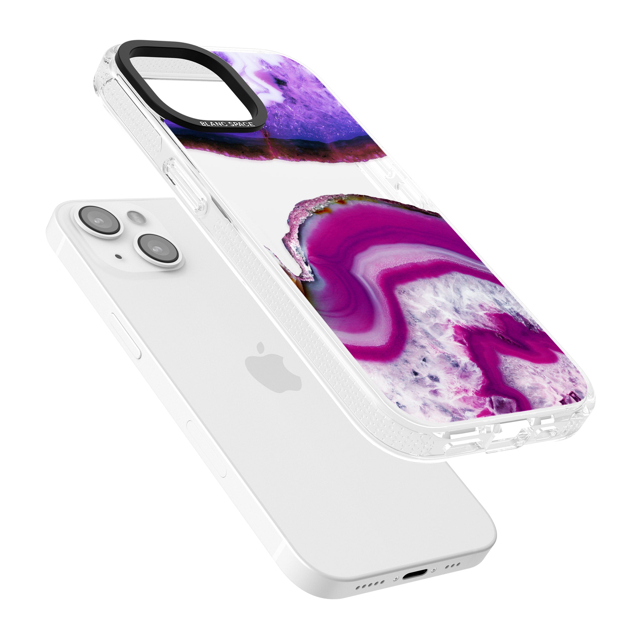Purple & White Gemstone Crystal Clear Design iPhone 15 / 14 / 13 Clear Case Impact Air - Blanc Space