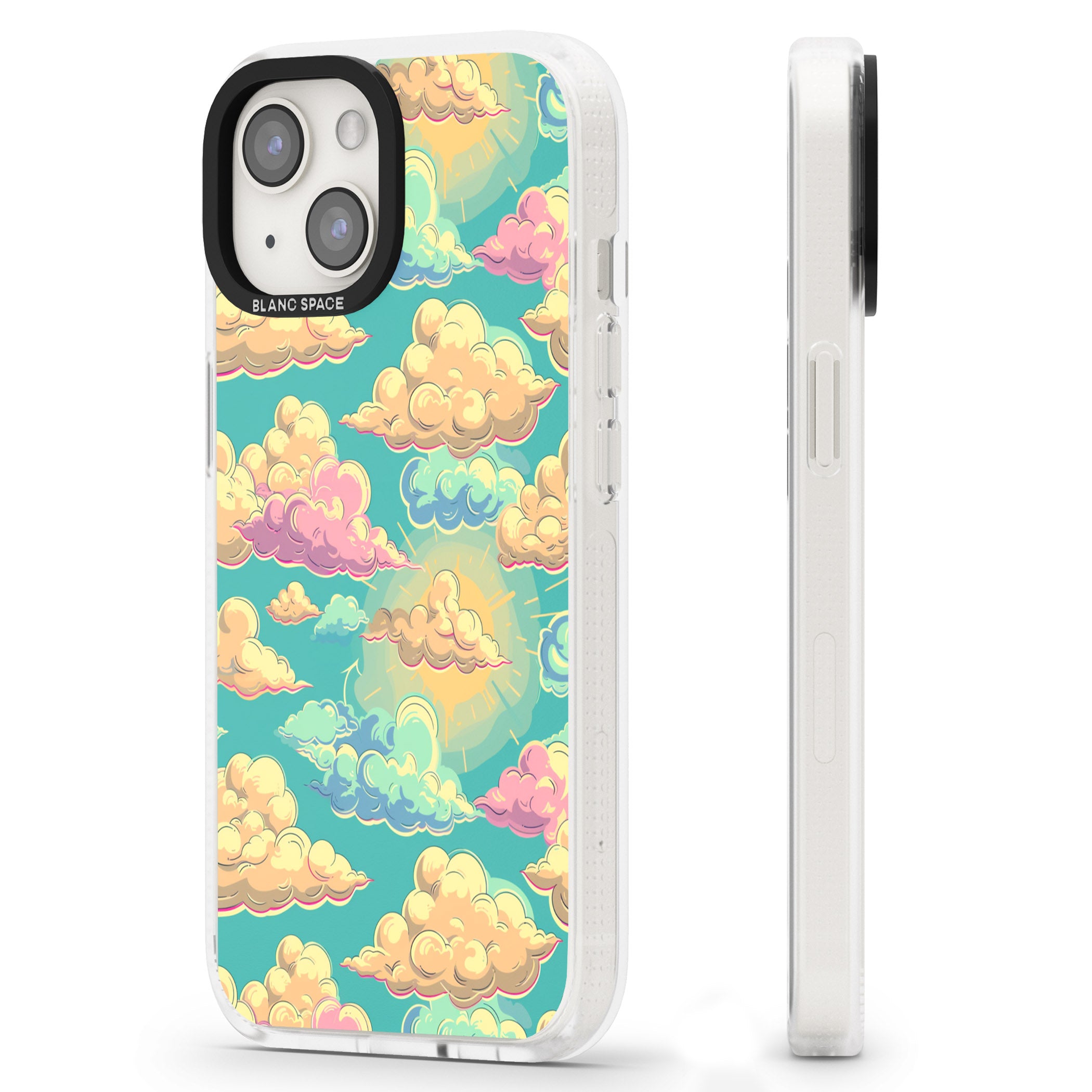 Pastel Clouds iPhone 15 / 14 / 13 Clear Case Impact Air - Blanc Space