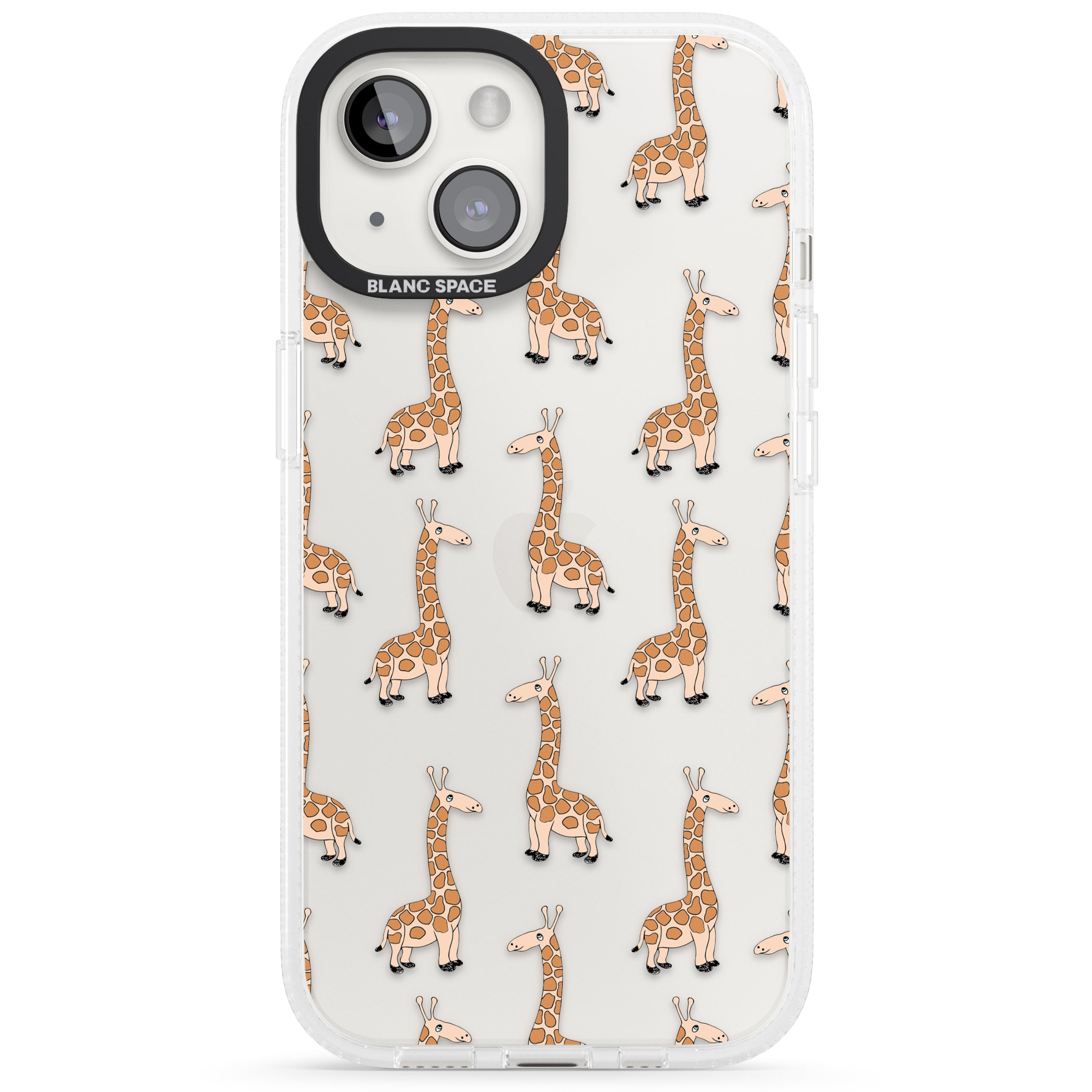 Cute Giraffe Pattern Clear iPhone 15 / 14 / 13 Clear Case Impact Air - Blanc Space