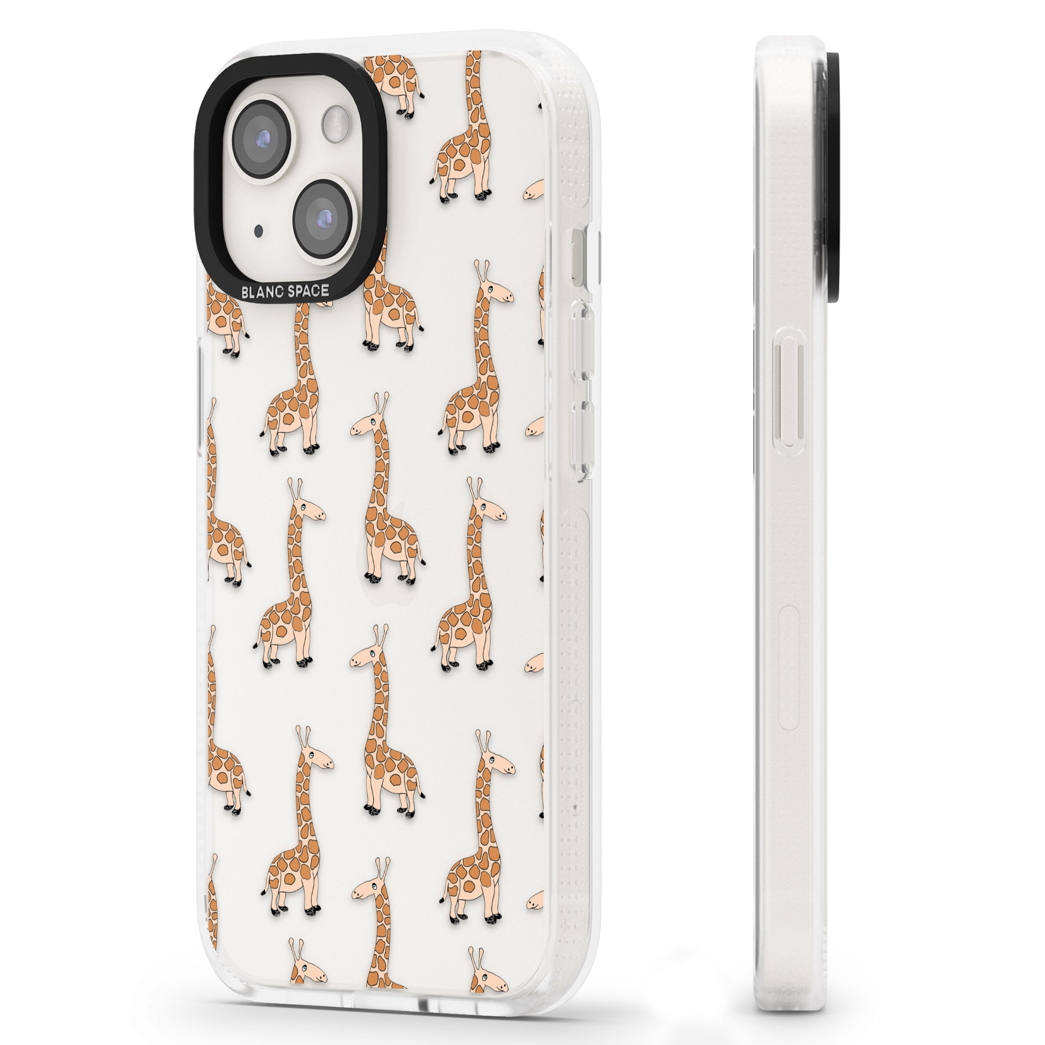 Cute Giraffe Pattern Clear iPhone 15 / 14 / 13 Clear Case Impact Air - Blanc Space