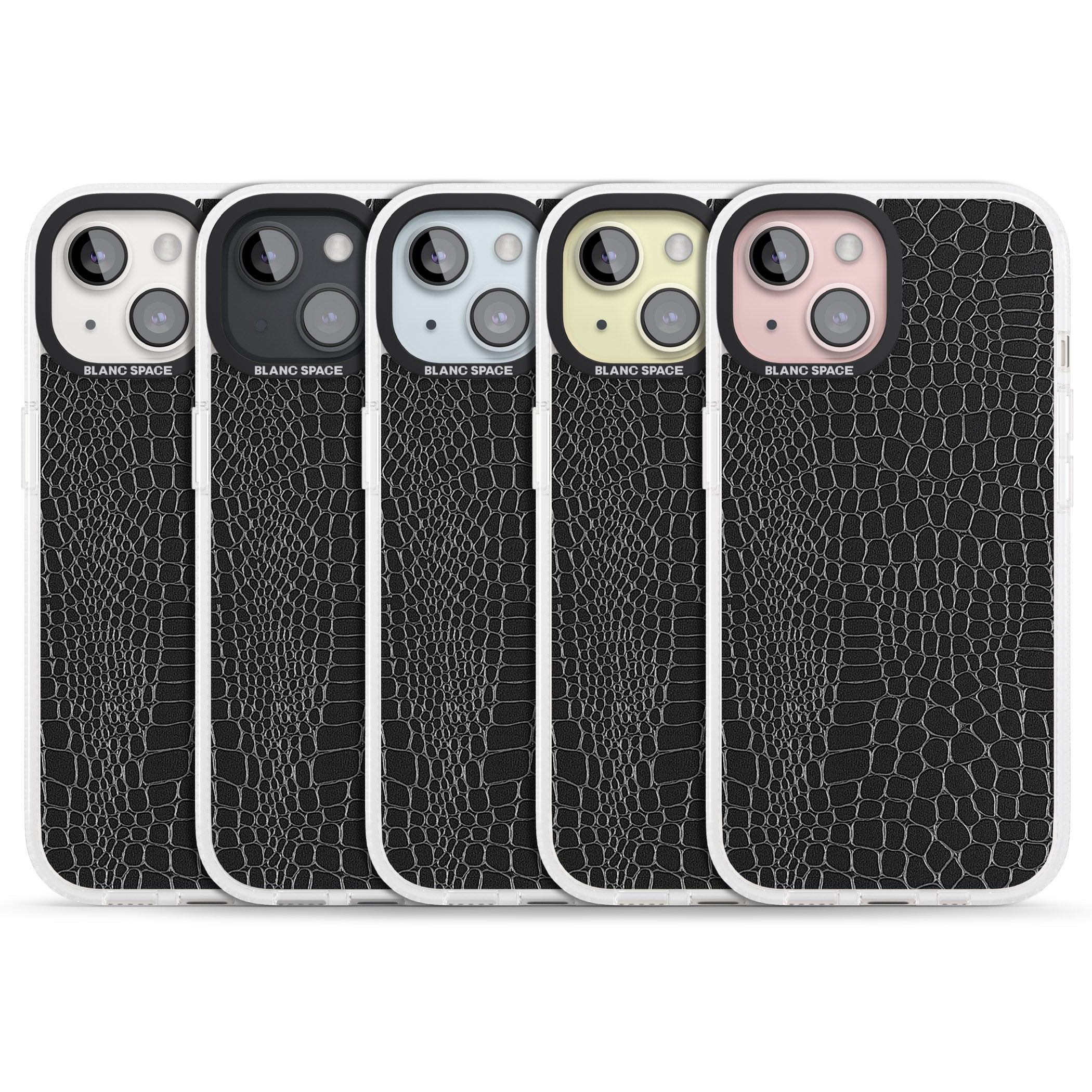 Black Snakeskin iPhone 15 / 14 / 13 Clear Case Impact Air - Blanc Space