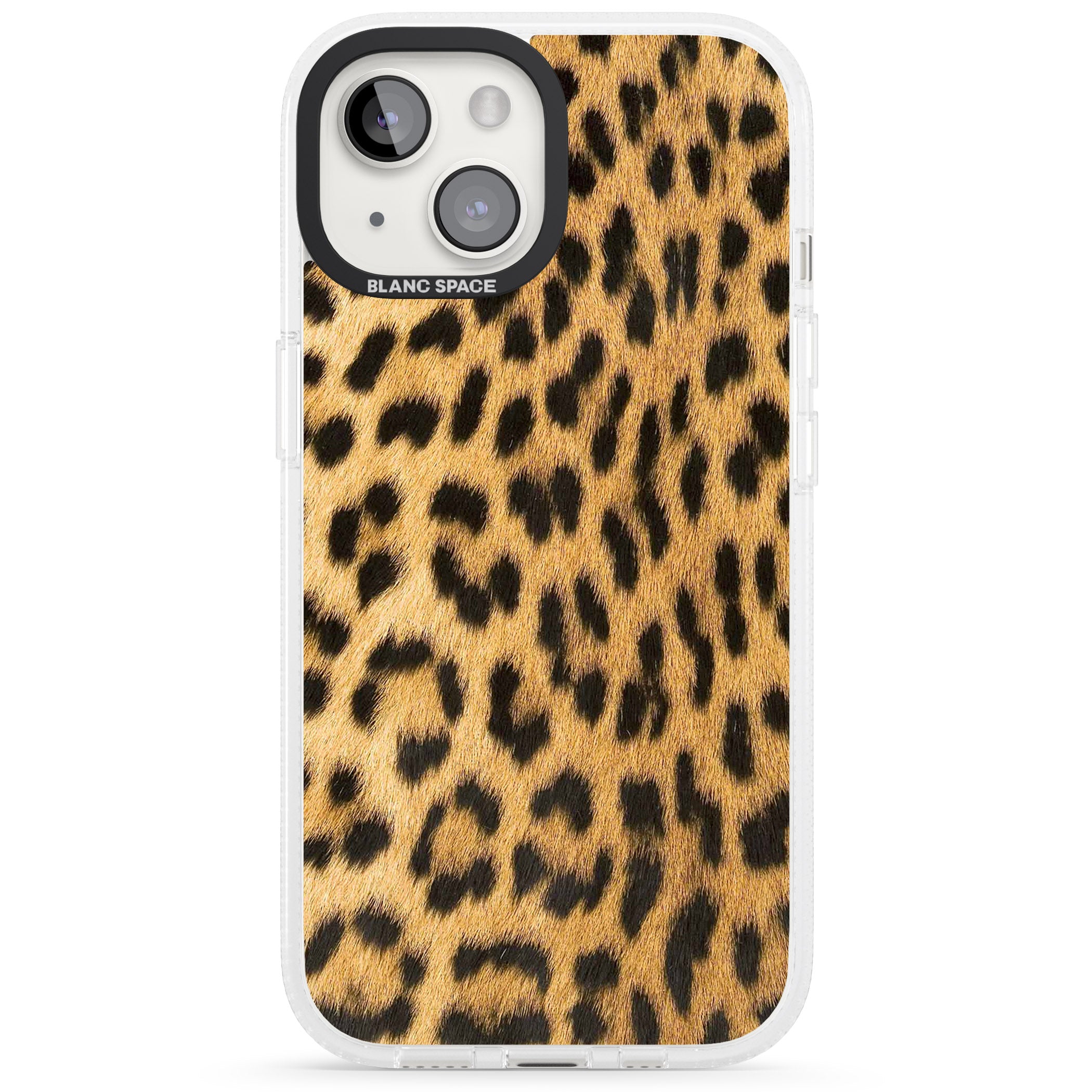 Designer Fashion Gold Leopard Print iPhone 15 / 14 / 13 Clear Case Impact Air - Blanc Space