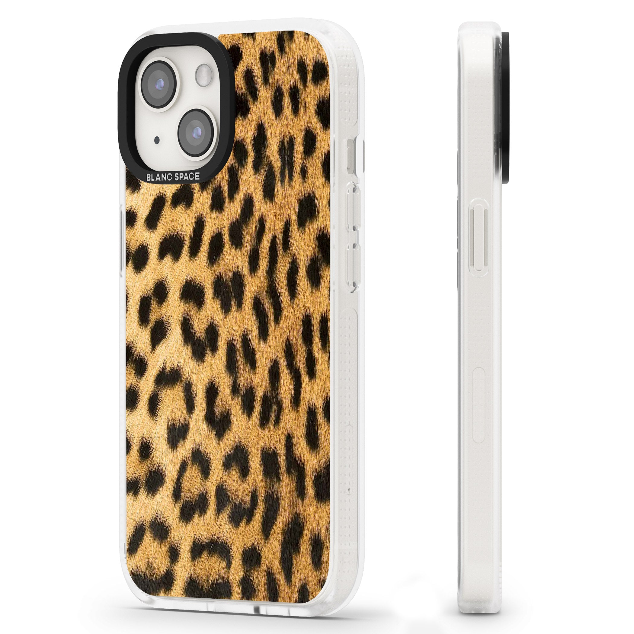 Designer Fashion Gold Leopard Print iPhone 15 / 14 / 13 Clear Case Impact Air - Blanc Space