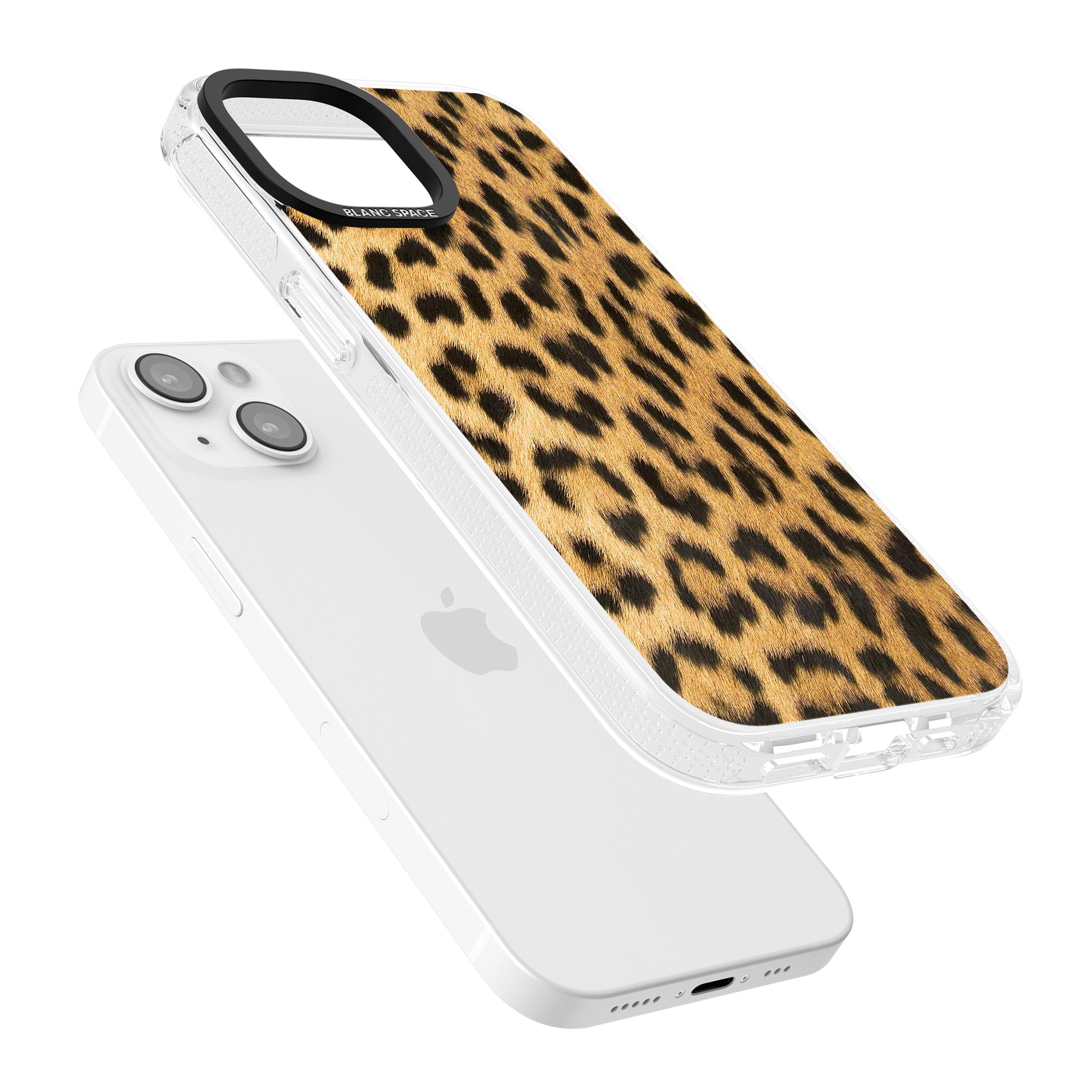 Designer Fashion Gold Leopard Print iPhone 15 / 14 / 13 Clear Case Impact Air - Blanc Space