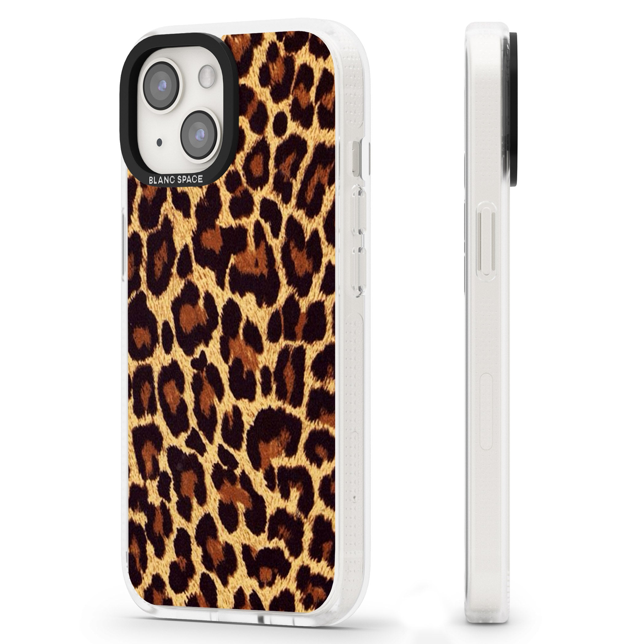Gold Leopard Print iPhone 15 / 14 / 13 Clear Case Impact Air - Blanc Space