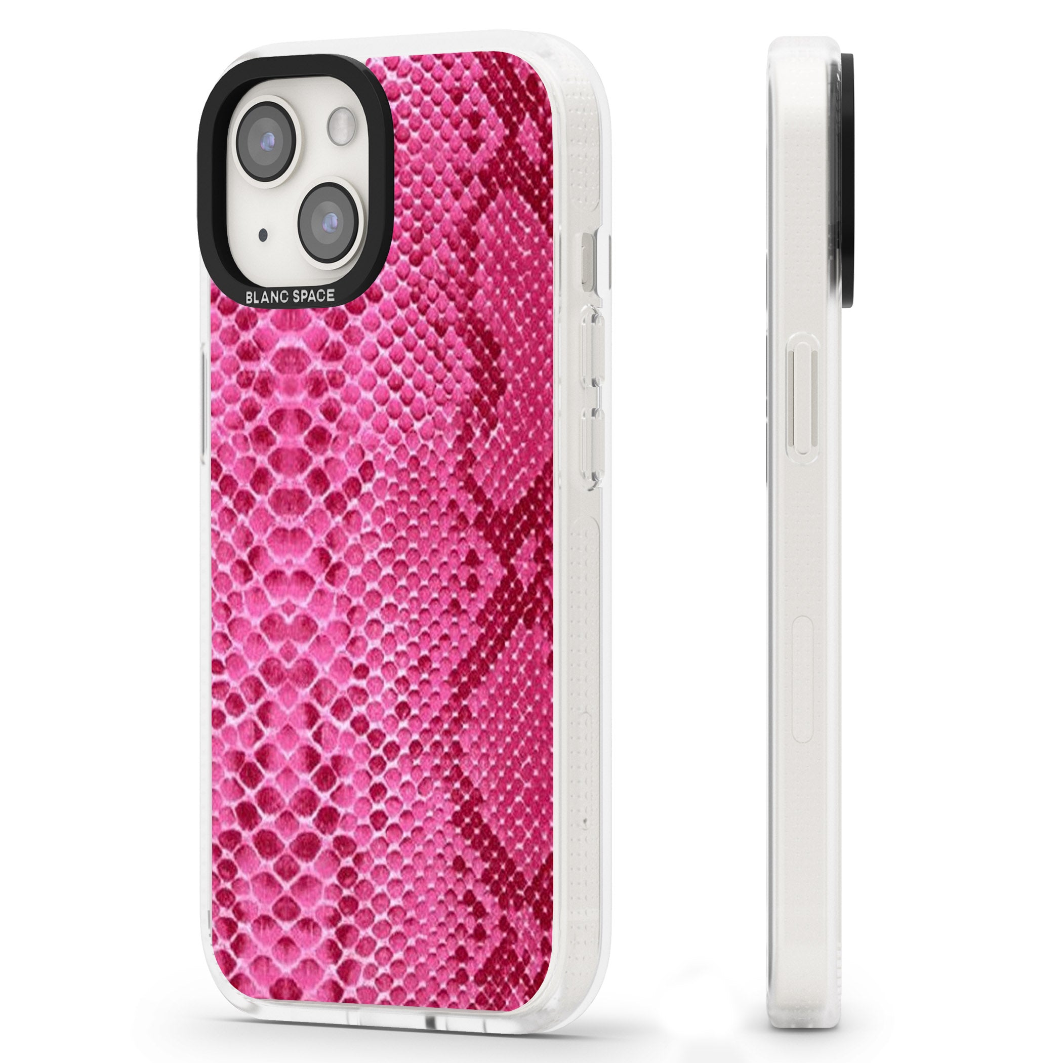 Pink Snakeskin iPhone 15 / 14 / 13 Clear Case Impact Air - Blanc Space