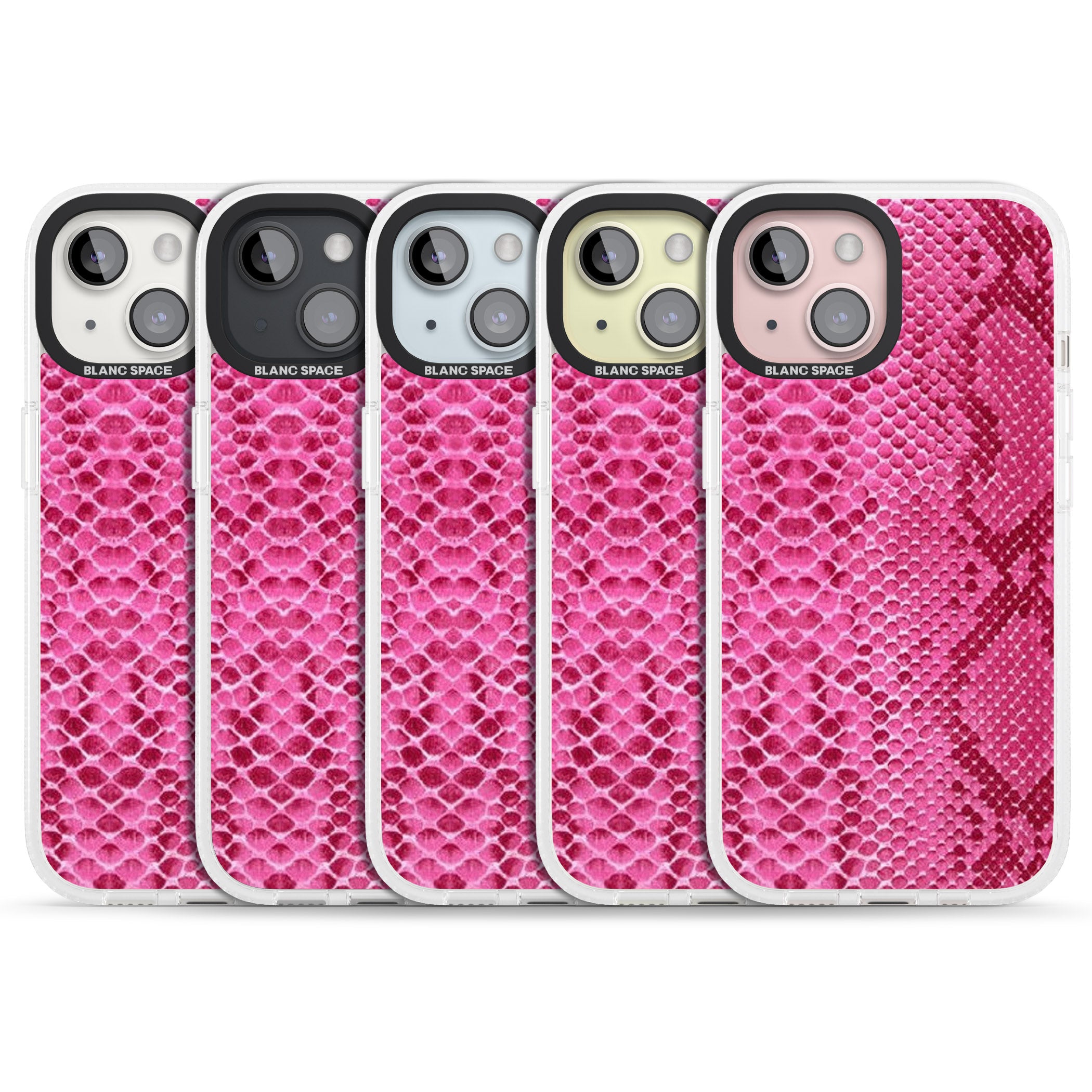 Pink Snakeskin iPhone 15 / 14 / 13 Clear Case Impact Air - Blanc Space