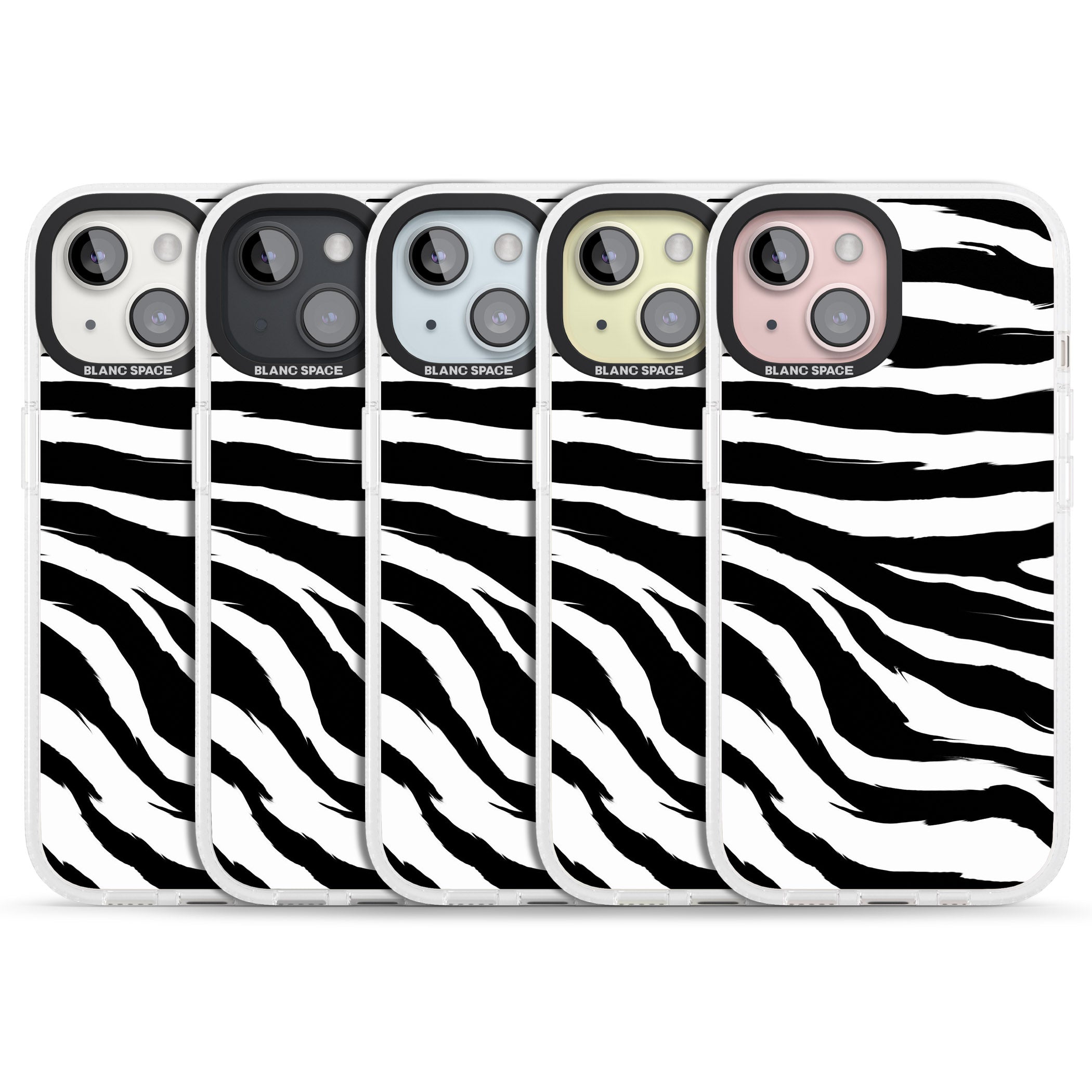 Black Zebra Print iPhone 15 / 14 / 13 Clear Case Impact Air - Blanc Space