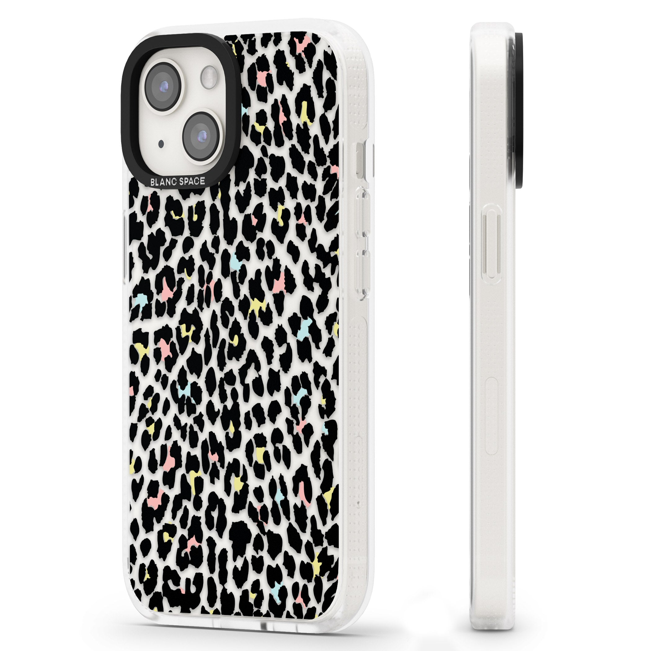 Mixed Pastels Leopard Print - Transparent iPhone 15 / 14 / 13 Clear Case Impact Air - Blanc Space