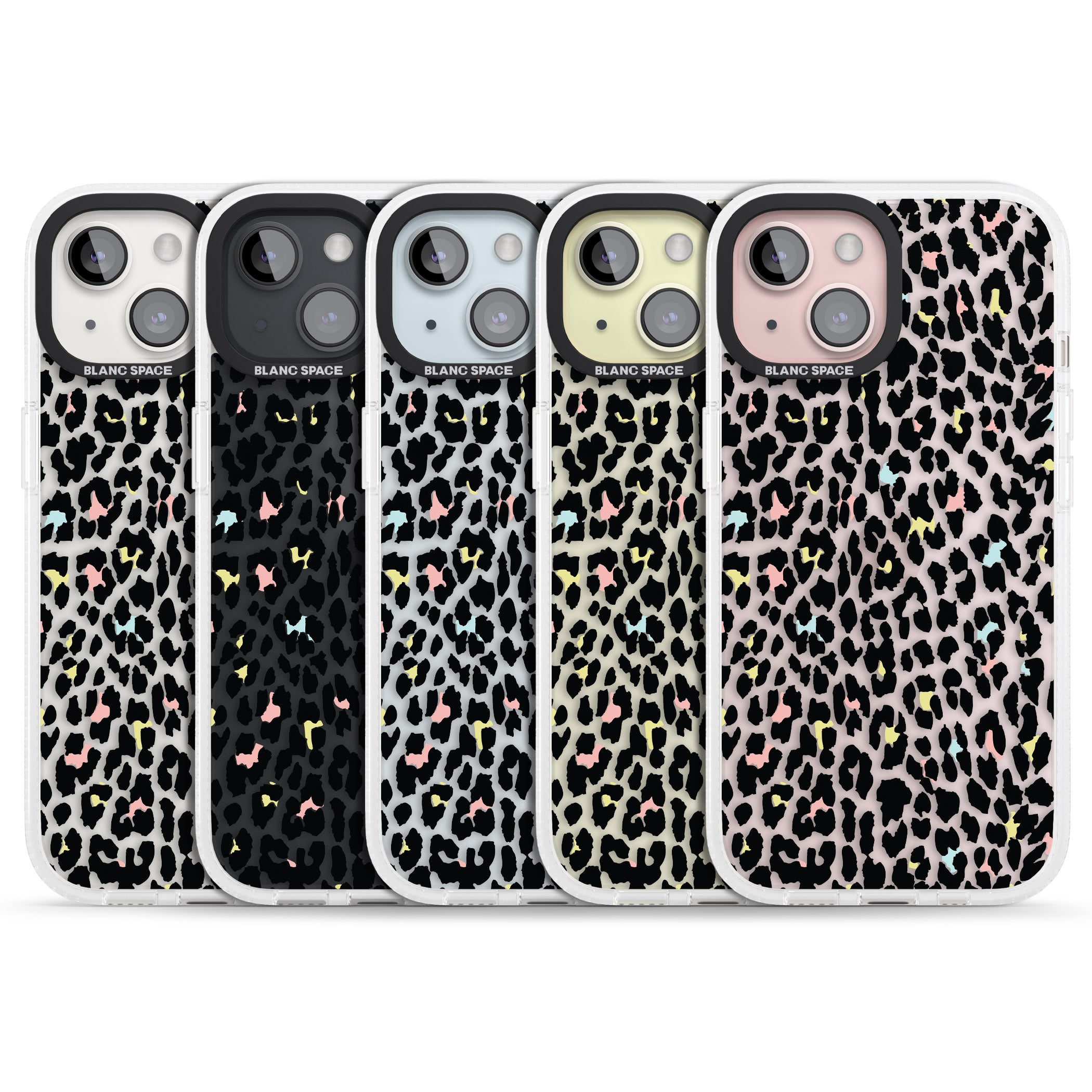 Mixed Pastels Leopard Print - Transparent iPhone 15 / 14 / 13 Clear Case Impact Air - Blanc Space