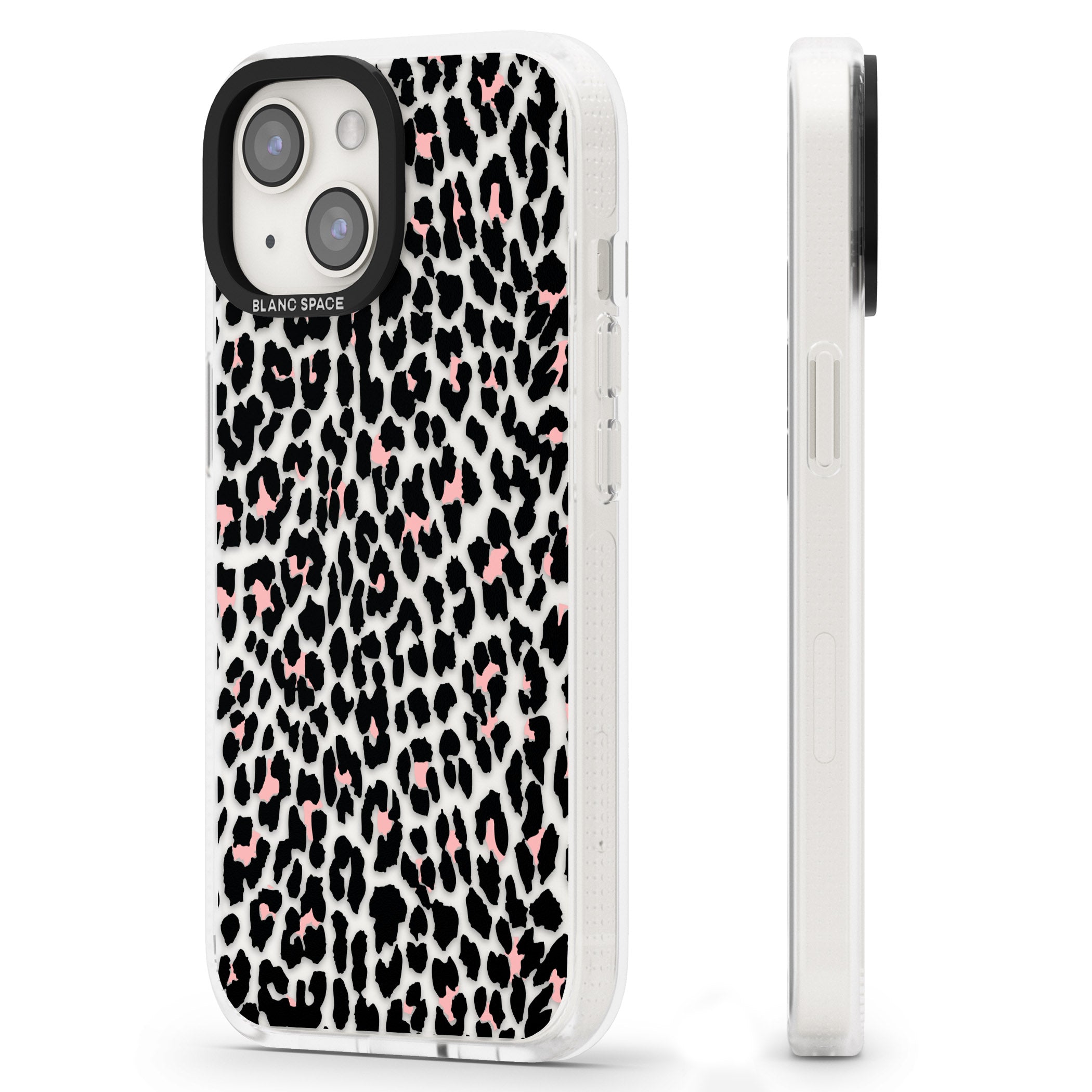 Light Pink Leopard Print - Transparent iPhone 15 / 14 / 13 Clear Case Impact Air - Blanc Space
