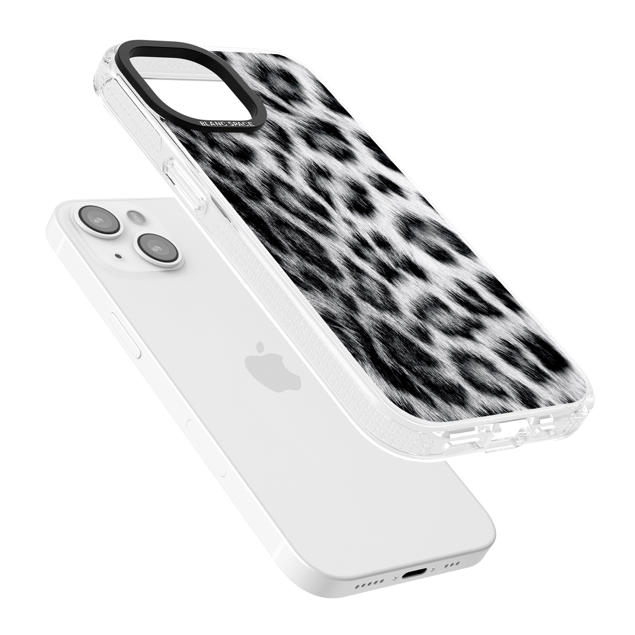 Animal Fur Pattern - Snow Leopard iPhone 15 / 14 / 13 Clear Case Impact Air - Blanc Space