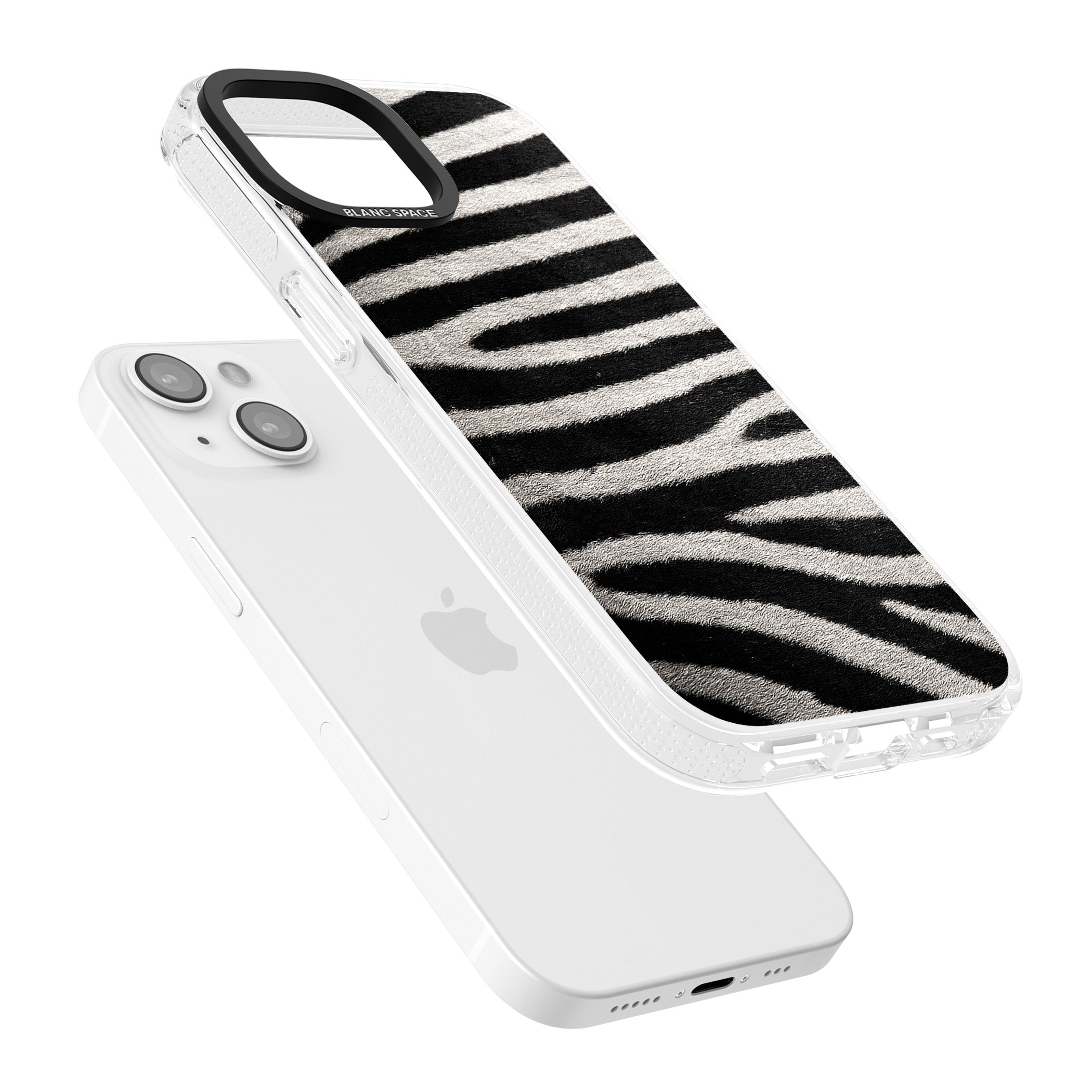 Zebra Print iPhone 15 / 14 / 13 Clear Case Impact Air - Blanc Space