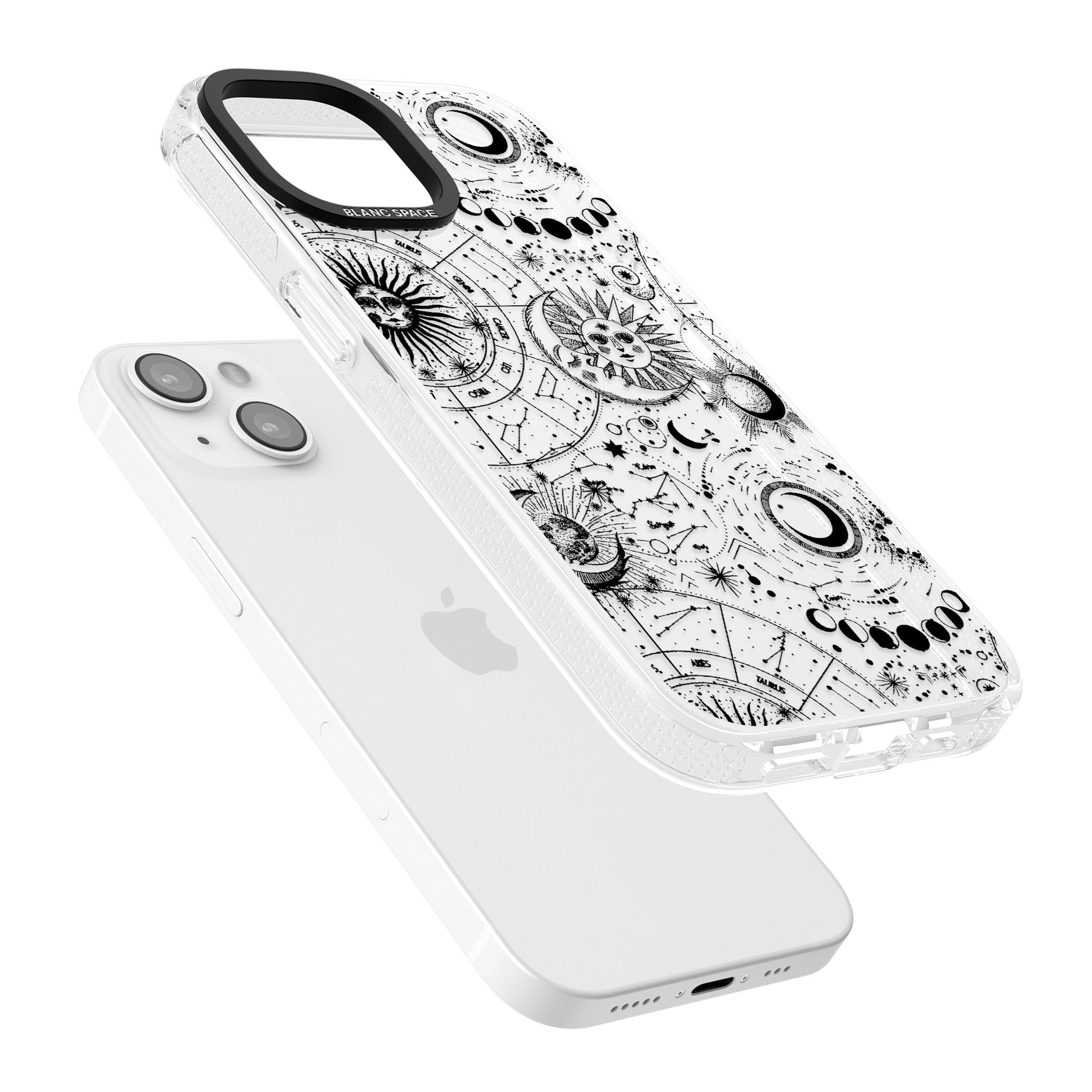 Suns, Moons, Zodiac Signs Astrological iPhone 15 / 14 / 13 Clear Case Impact Air - Blanc Space