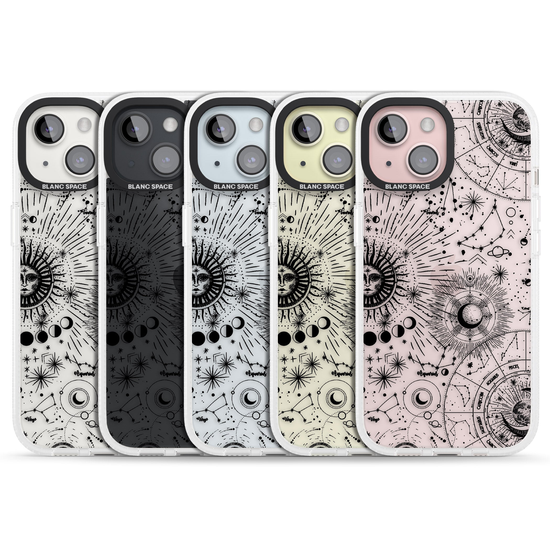 Suns & Constellations Astrological iPhone 15 / 14 / 13 Clear Case Impact Air - Blanc Space