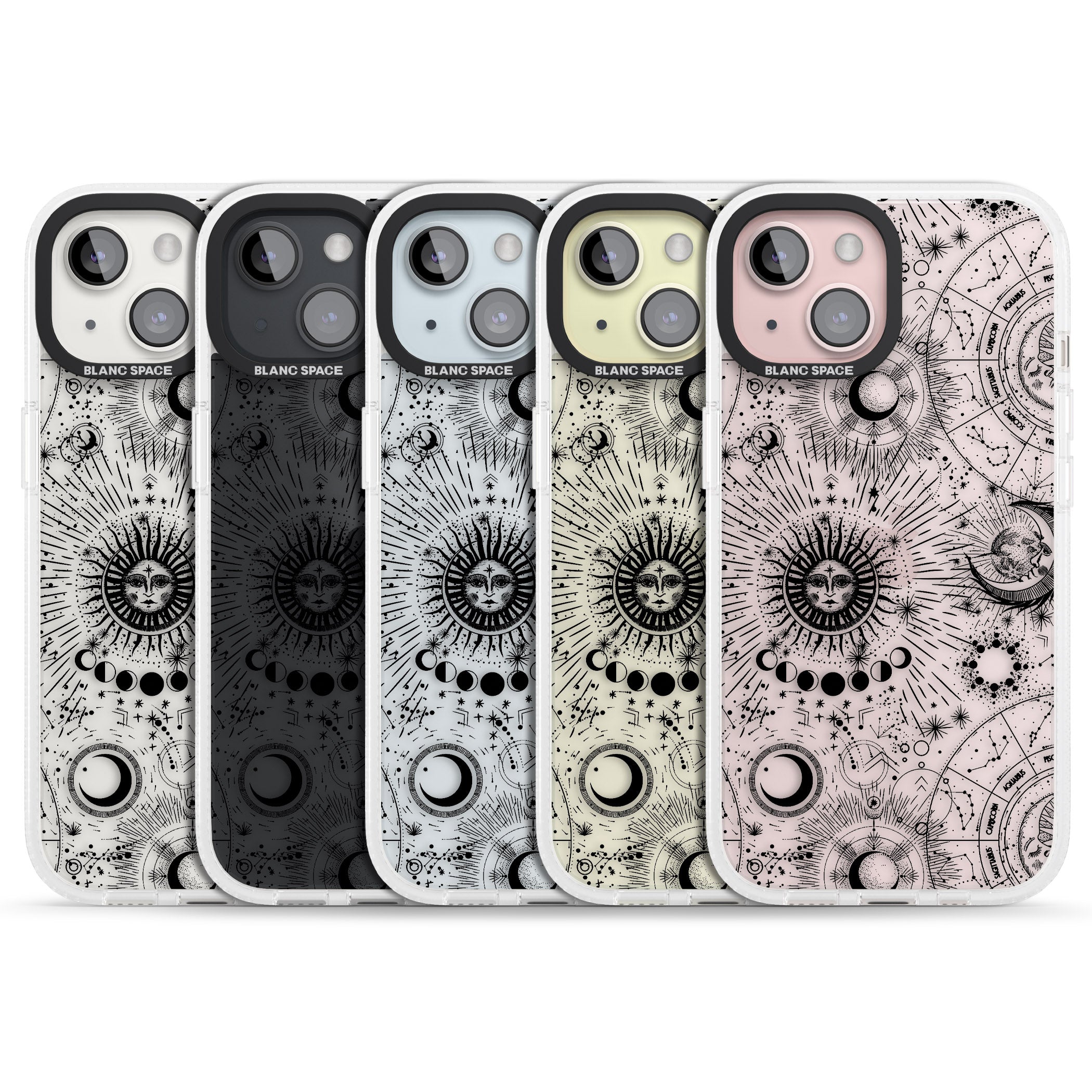 Transparent Suns & Zodiac Charts iPhone 15 / 14 / 13 Clear Case Impact Air - Blanc Space