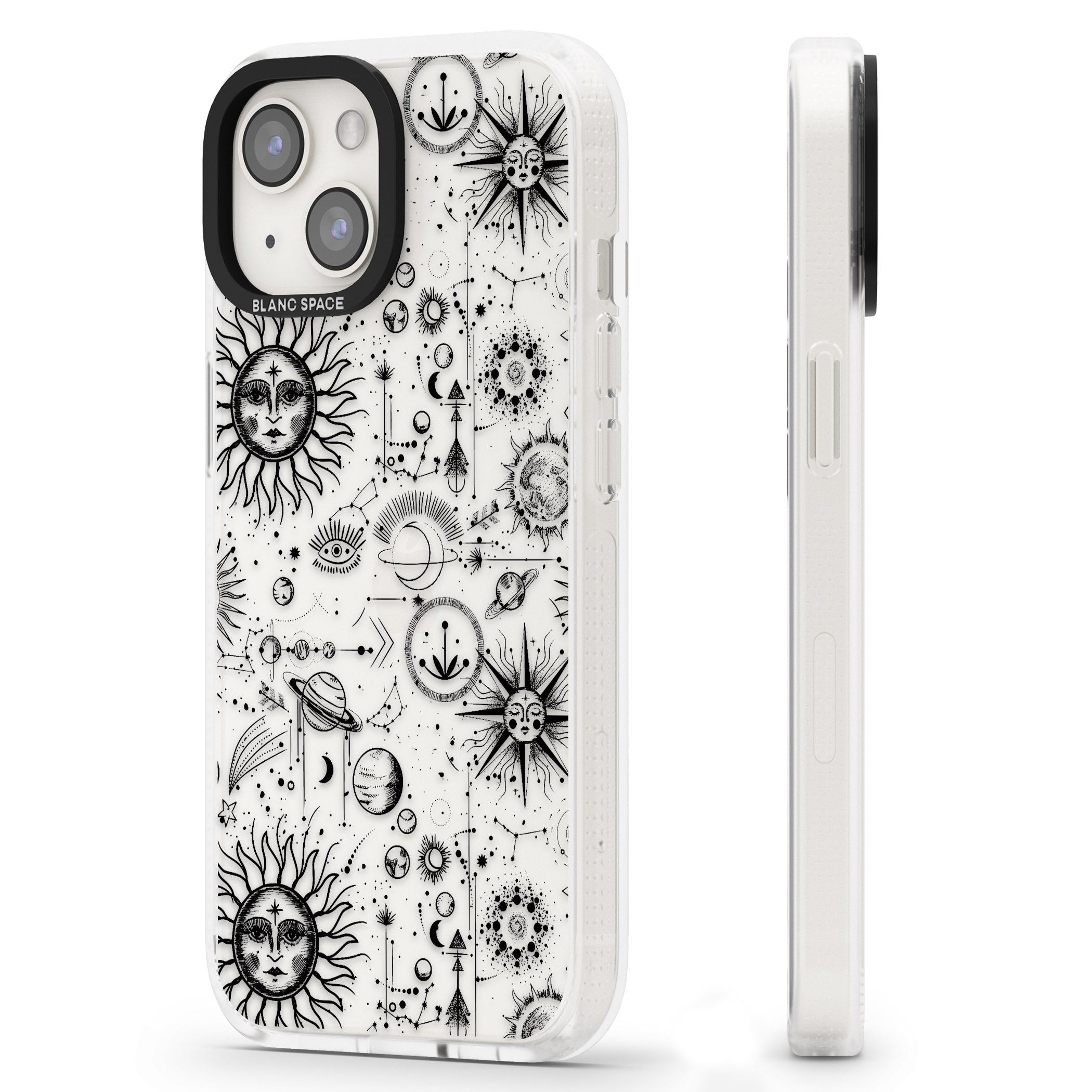 Suns & Planets Astrological iPhone 15 / 14 / 13 Clear Case Impact Air - Blanc Space