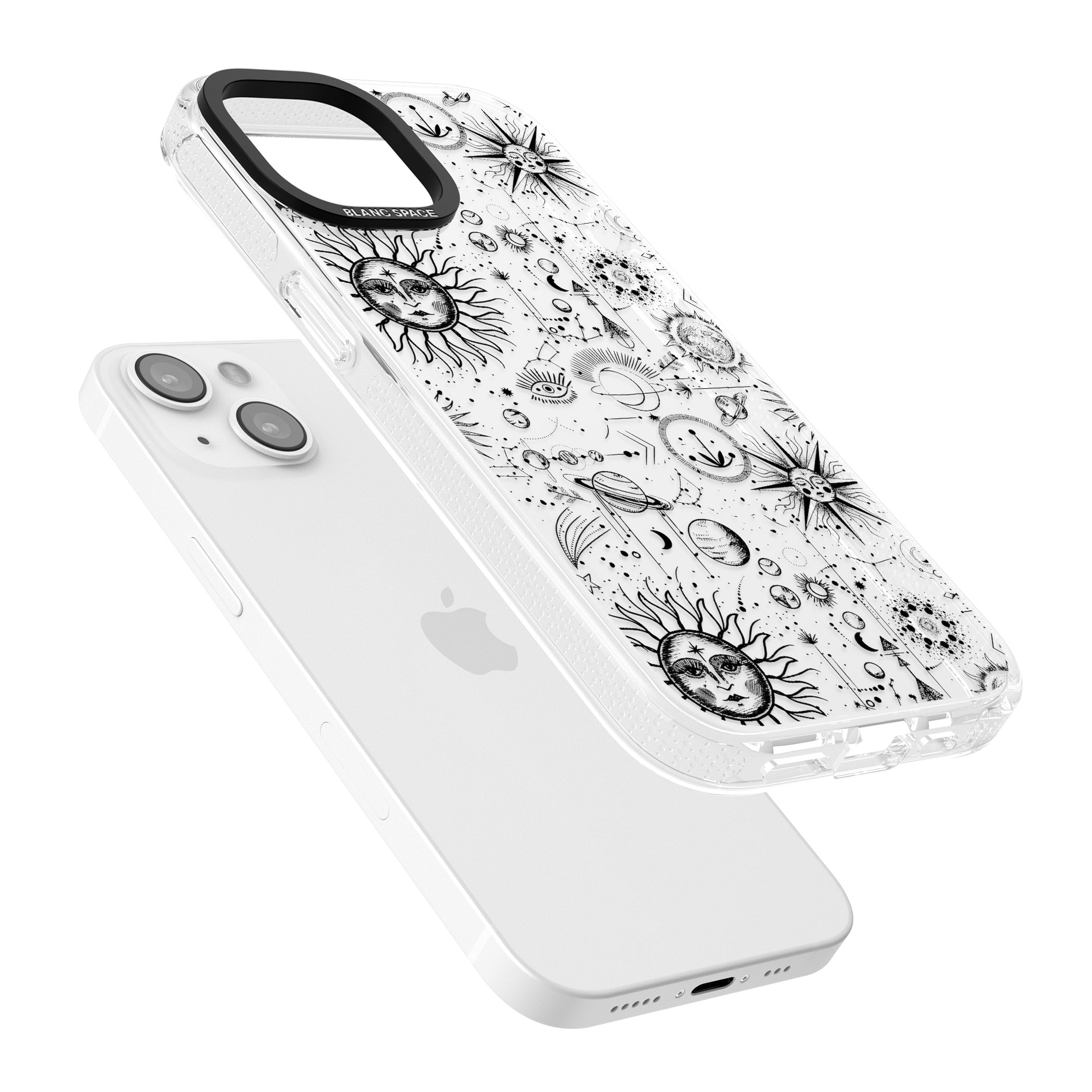 Suns & Planets Astrological iPhone 15 / 14 / 13 Clear Case Impact Air - Blanc Space