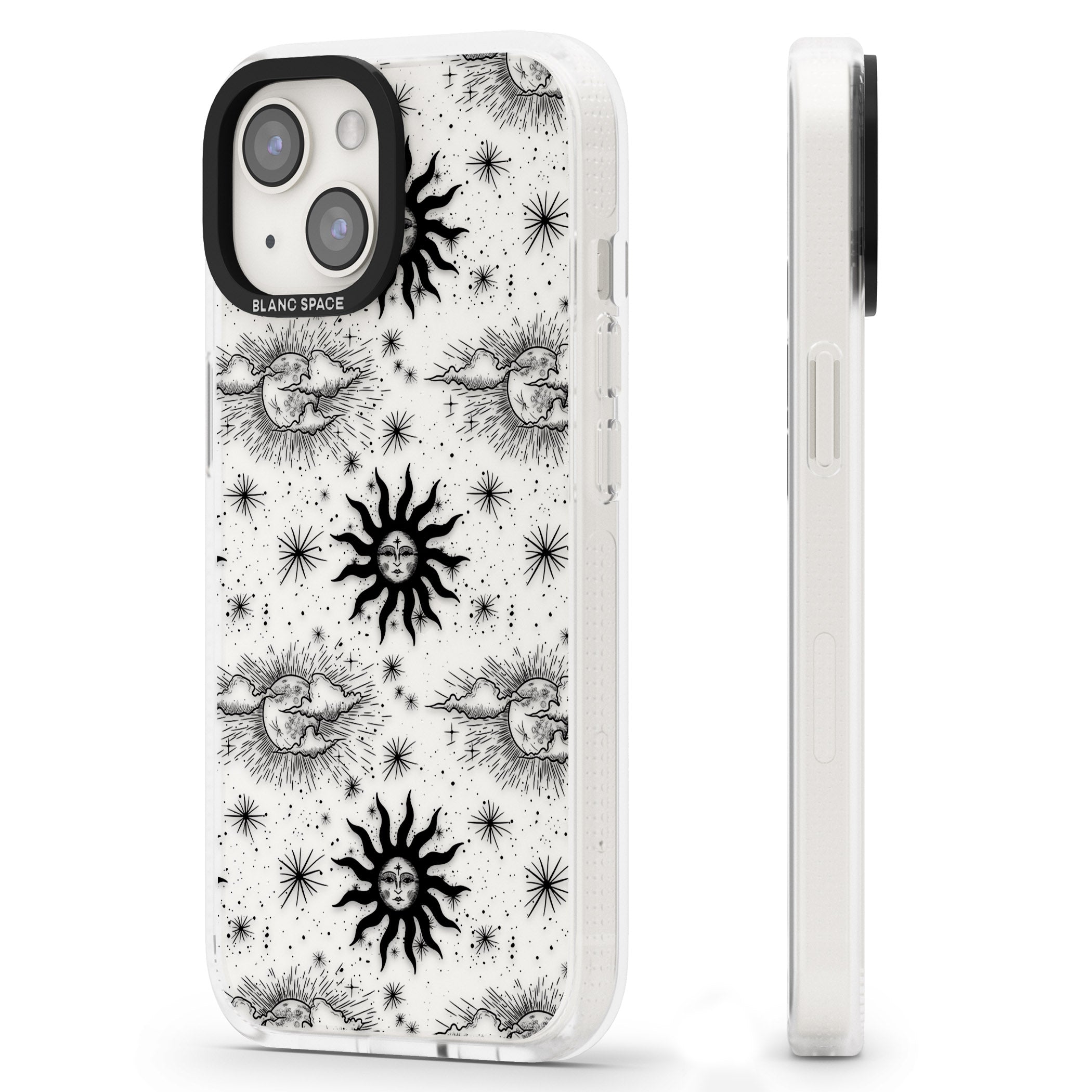 Suns & Clouds Vintage Astrological iPhone 15 / 14 / 13 Clear Case Impact Air - Blanc Space