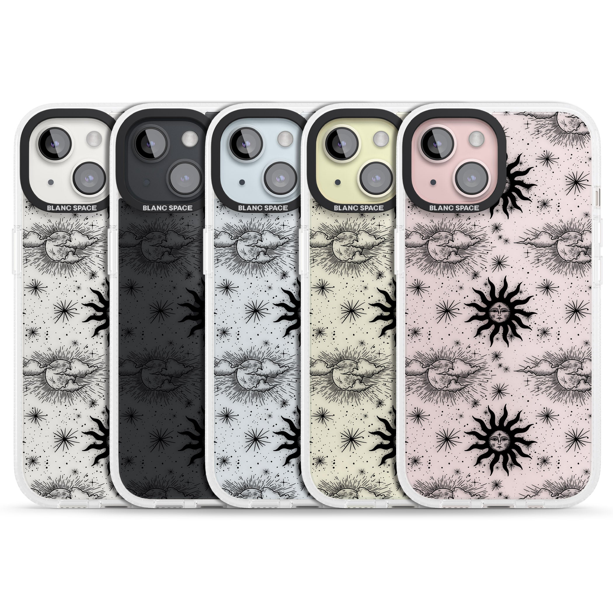 Suns & Clouds Vintage Astrological iPhone 15 / 14 / 13 Clear Case Impact Air - Blanc Space