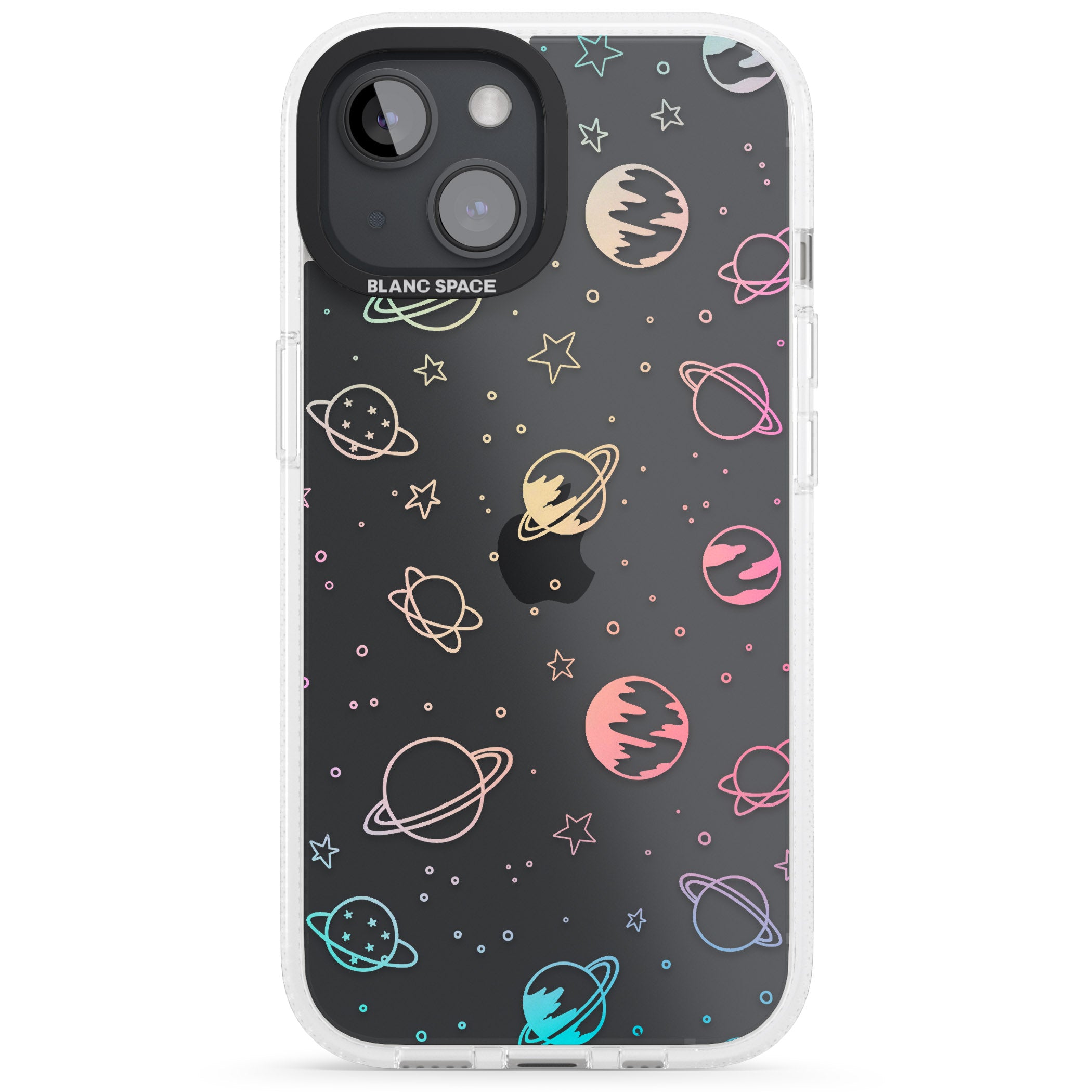 Cosmic Outer Space Design Pastels on Clear iPhone 15 / 14 / 13 Clear Case Impact Air - Blanc Space