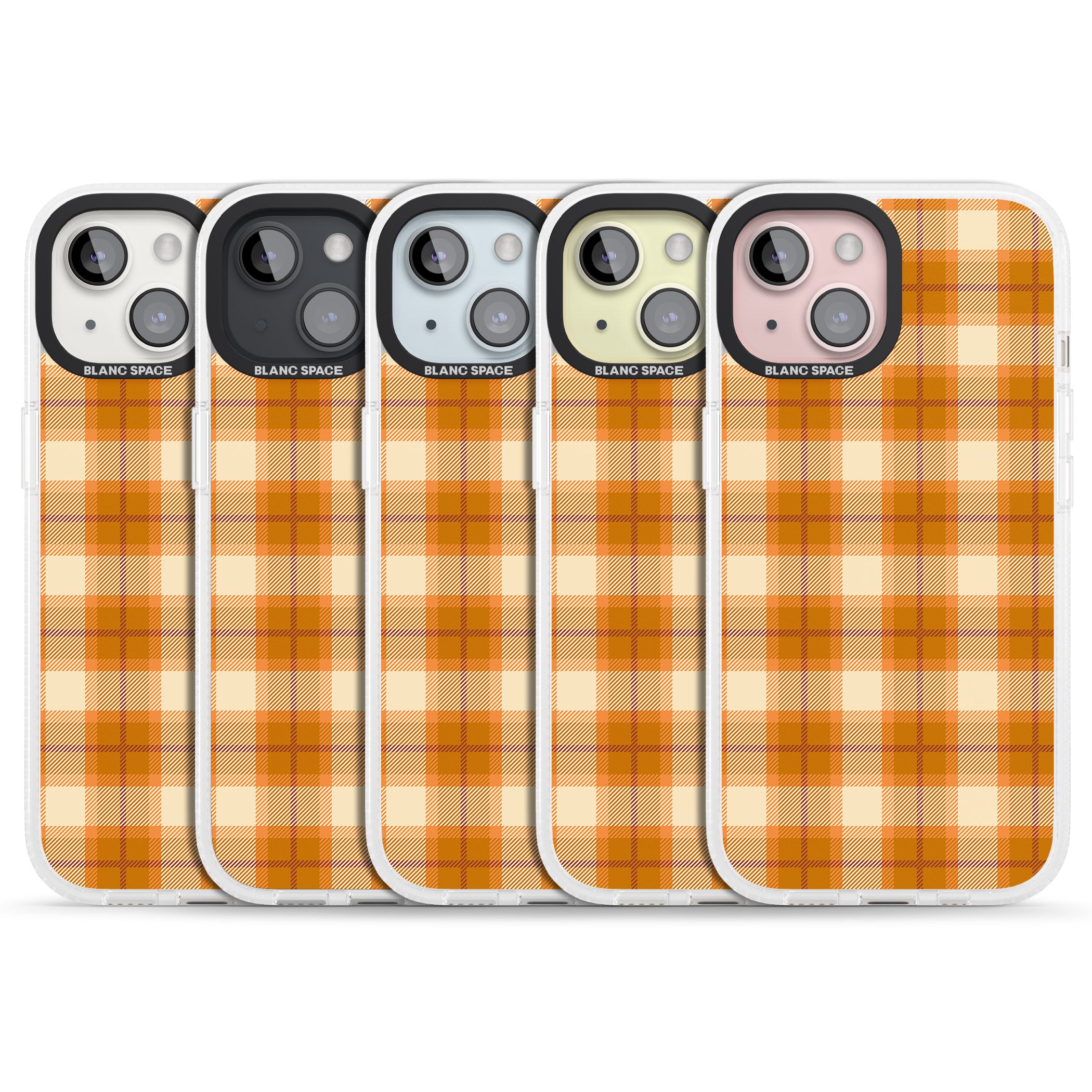 Pumpkin Plaid iPhone 15 / 14 / 13 Clear Case Impact Air - Blanc Space