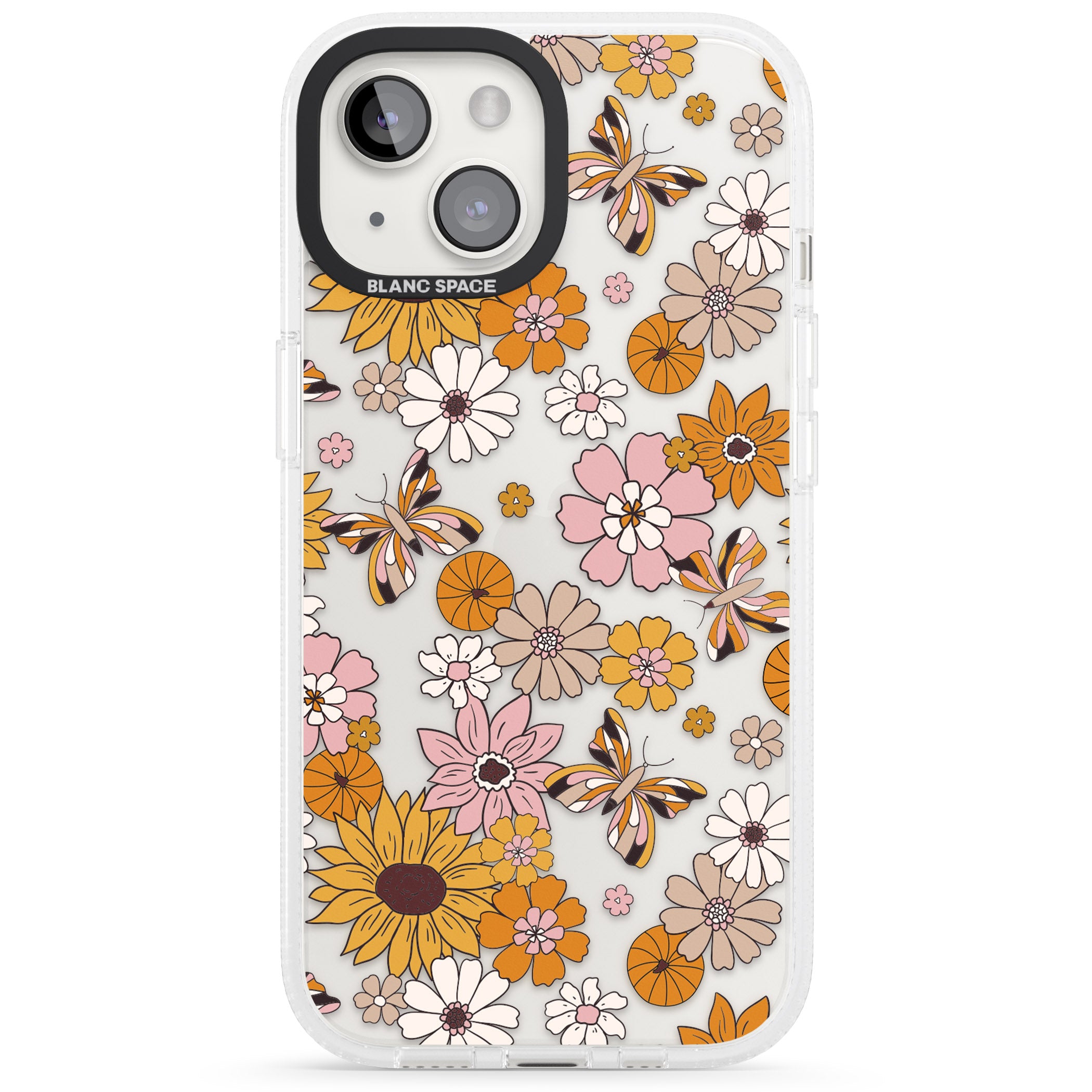 Butterfly & Bloom Autumn Floral iPhone 15 / 14 / 13 Clear Case Impact Air - Blanc Space