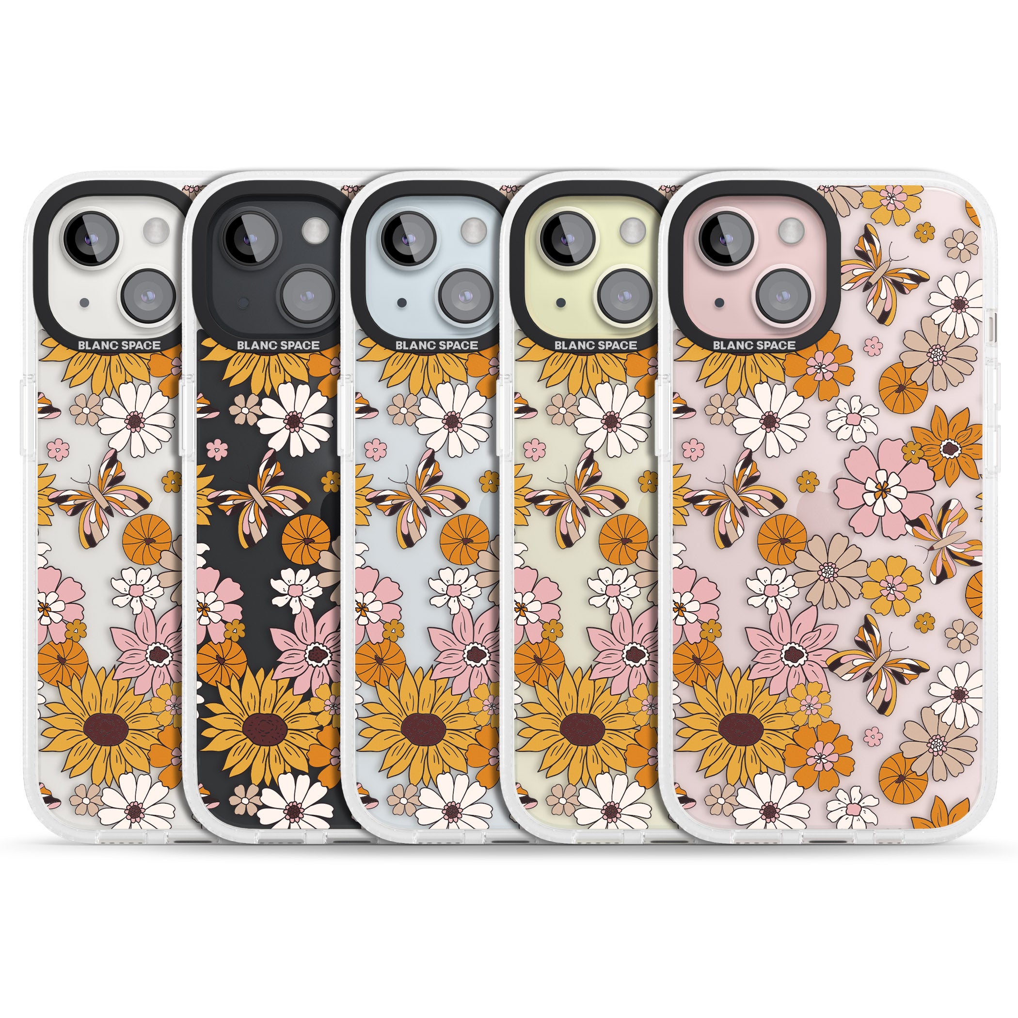 Butterfly & Bloom Autumn Floral iPhone 15 / 14 / 13 Clear Case Impact Air - Blanc Space