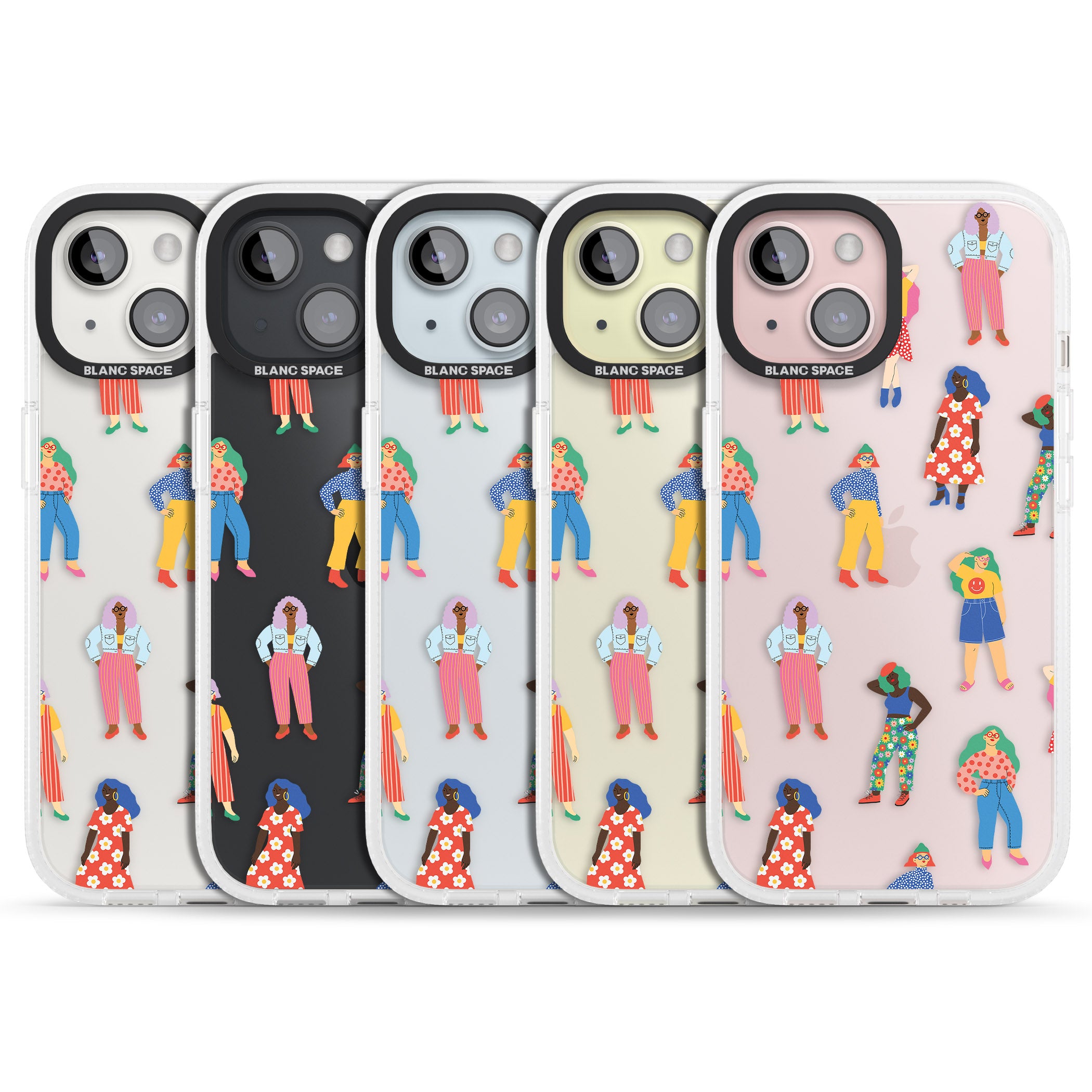 Girls Pattern iPhone 15 / 14 / 13 Clear Case Impact Air - Blanc Space