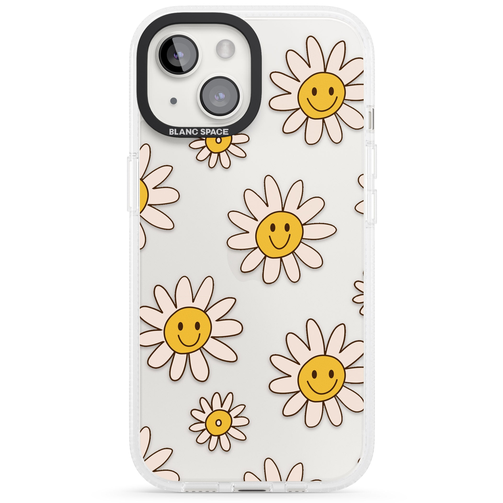 Daisy Faces iPhone 15 / 14 / 13 Clear Case Impact Air - Blanc Space