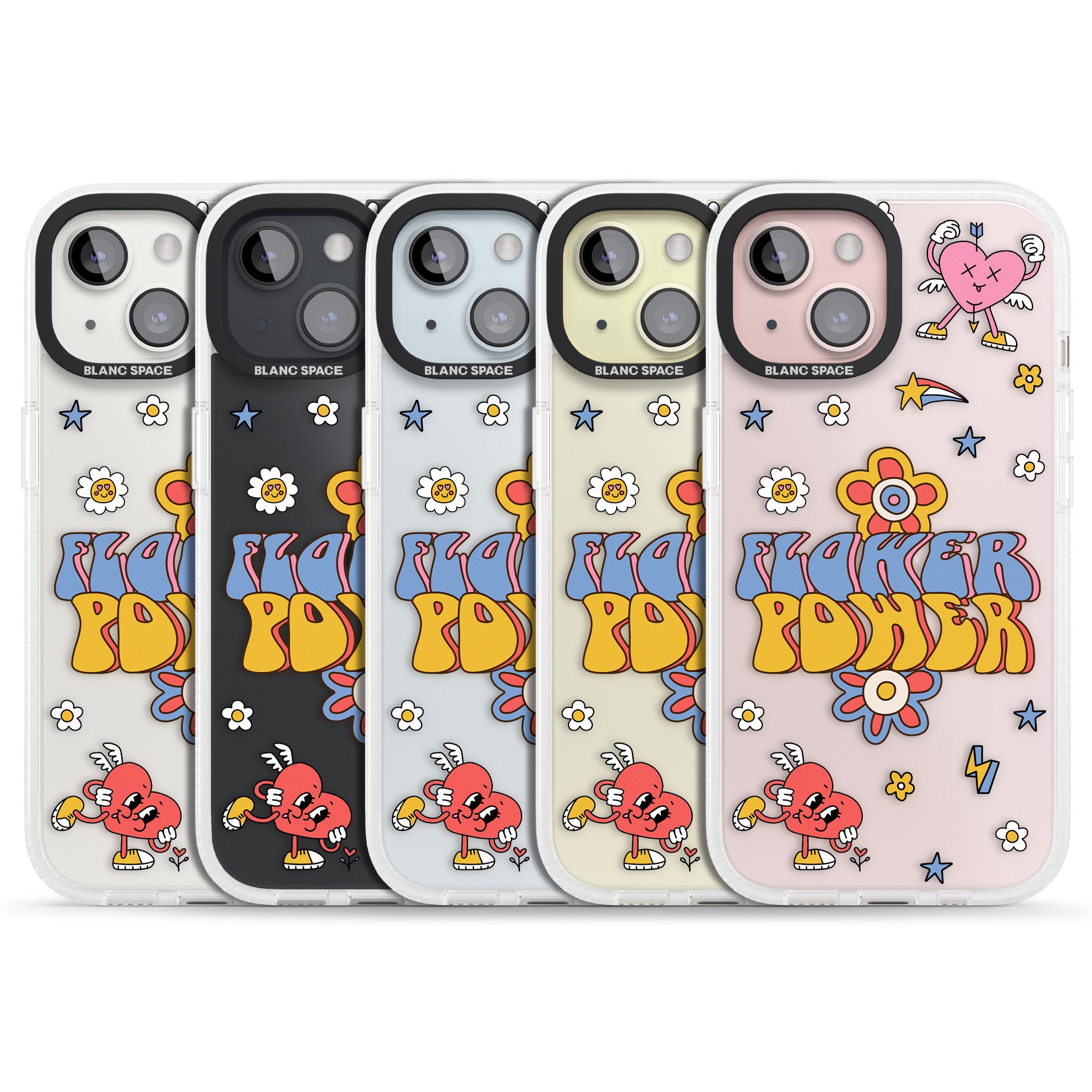 Flower Power iPhone 15 / 14 / 13 Clear Case Impact Air - Blanc Space