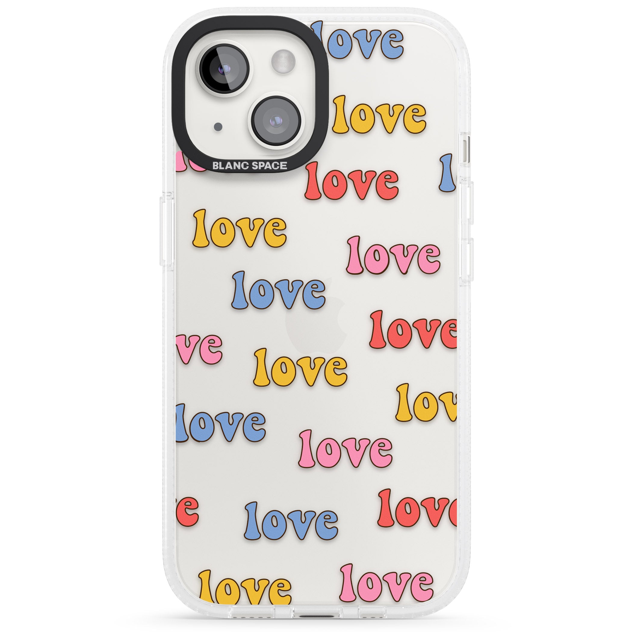 Love Pattern iPhone 15 / 14 / 13 Clear Case Impact Air - Blanc Space